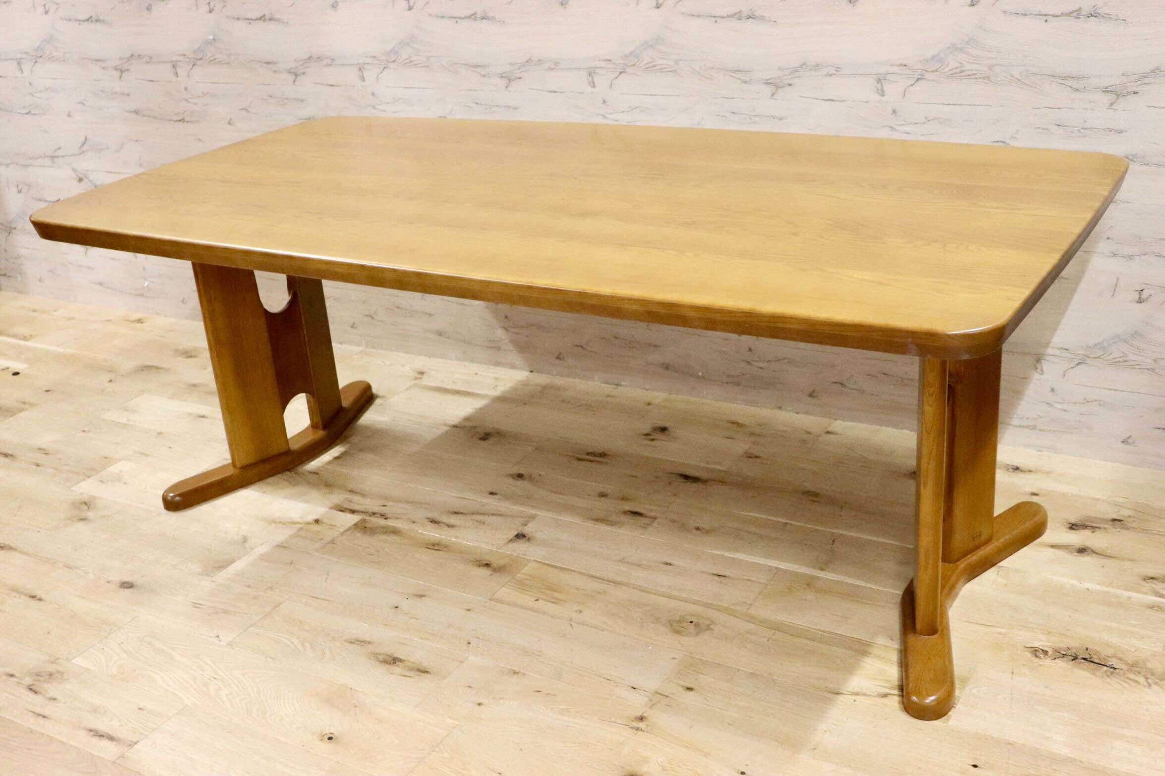 GMHH82A○浜本工芸 / HAMAMOTO ダイニングテーブル 食卓テーブル 作業台 楢材 ダークオーク色 和モダン カントリー 国産家具 定価約22万