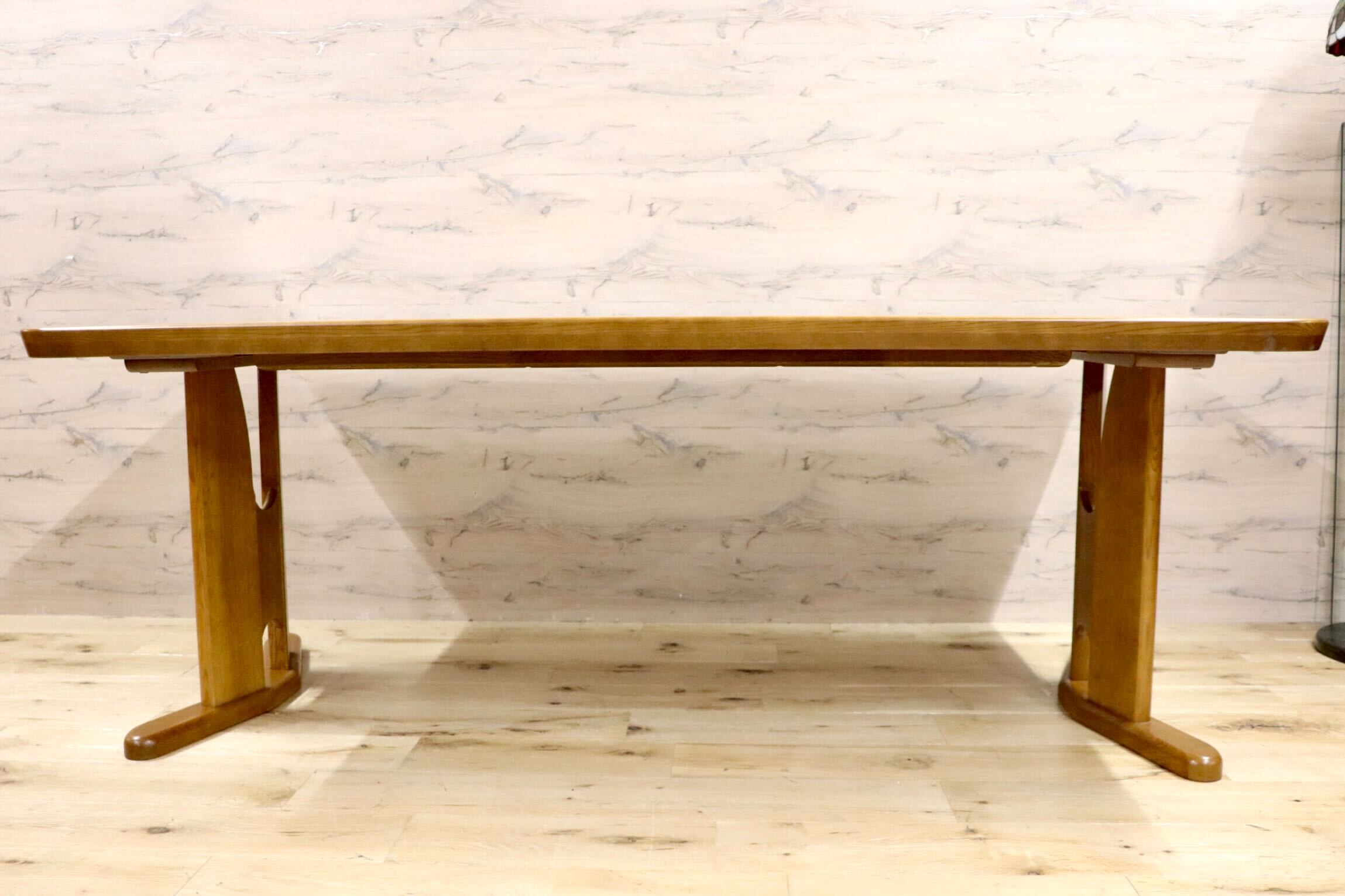 GMHH82A○浜本工芸 / HAMAMOTO ダイニングテーブル 食卓テーブル 作業台 楢材 ダークオーク色 和モダン カントリー 国産家具 定価約22万