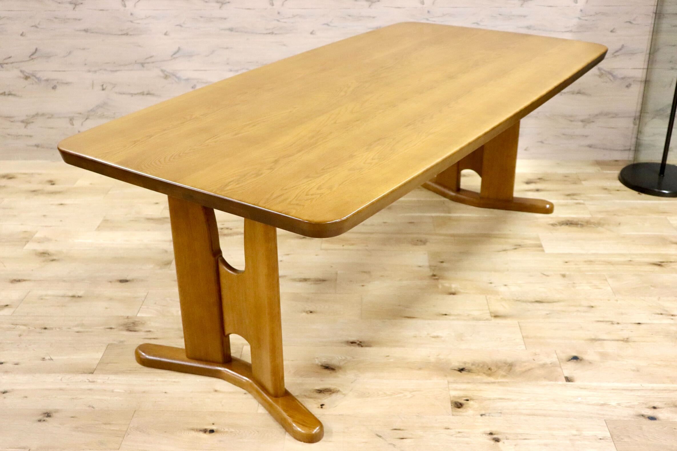 GMHH82A○浜本工芸 / HAMAMOTO ダイニングテーブル 食卓テーブル 作業台 楢材 ダークオーク色 和モダン カントリー 国産家具 定価約22万