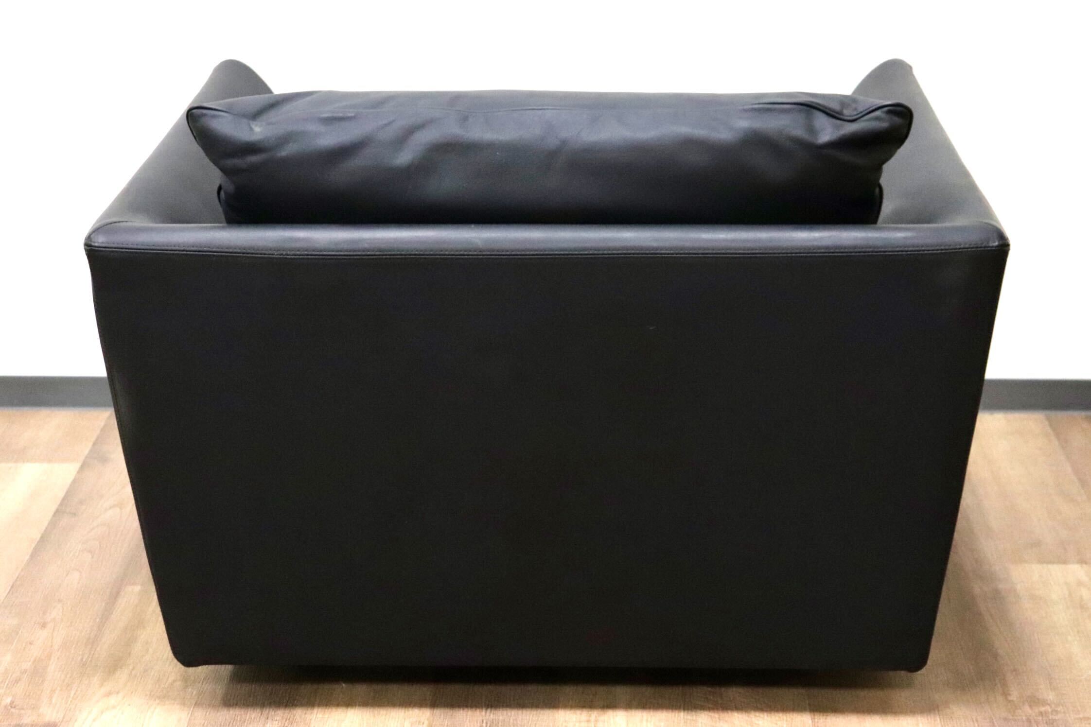 GMGS206A○arflex / アルフレックス A SOFA MEDIUM エーソファ ミディアム 黒 本革 シングルソファ 1人掛けソファ イタリアモダン 約50万