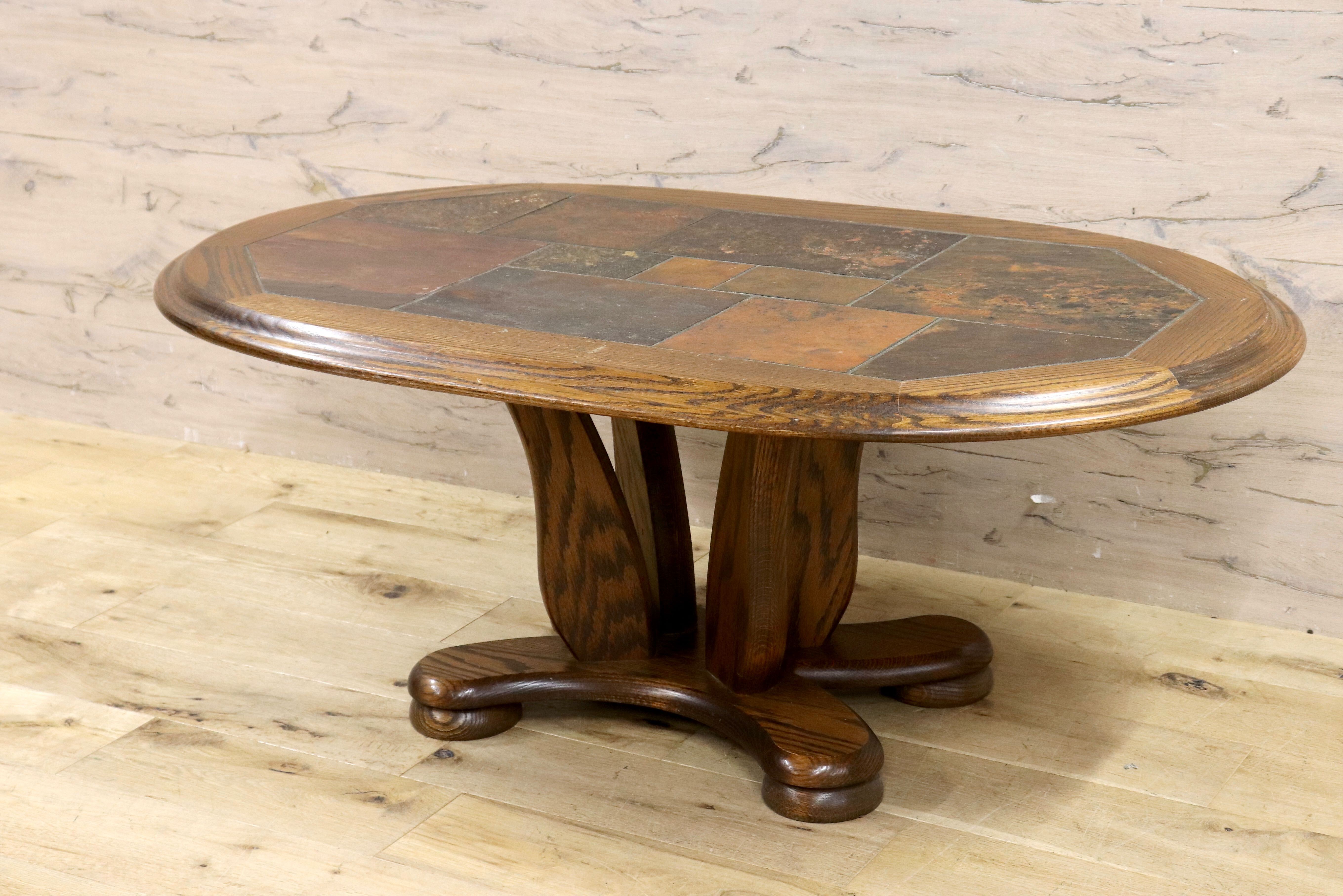 GMIK238○オランダ ダッチカントリースタイル タイルトップ 北欧スタイル センターテーブル リビングテーブル 応接 机 オーク材