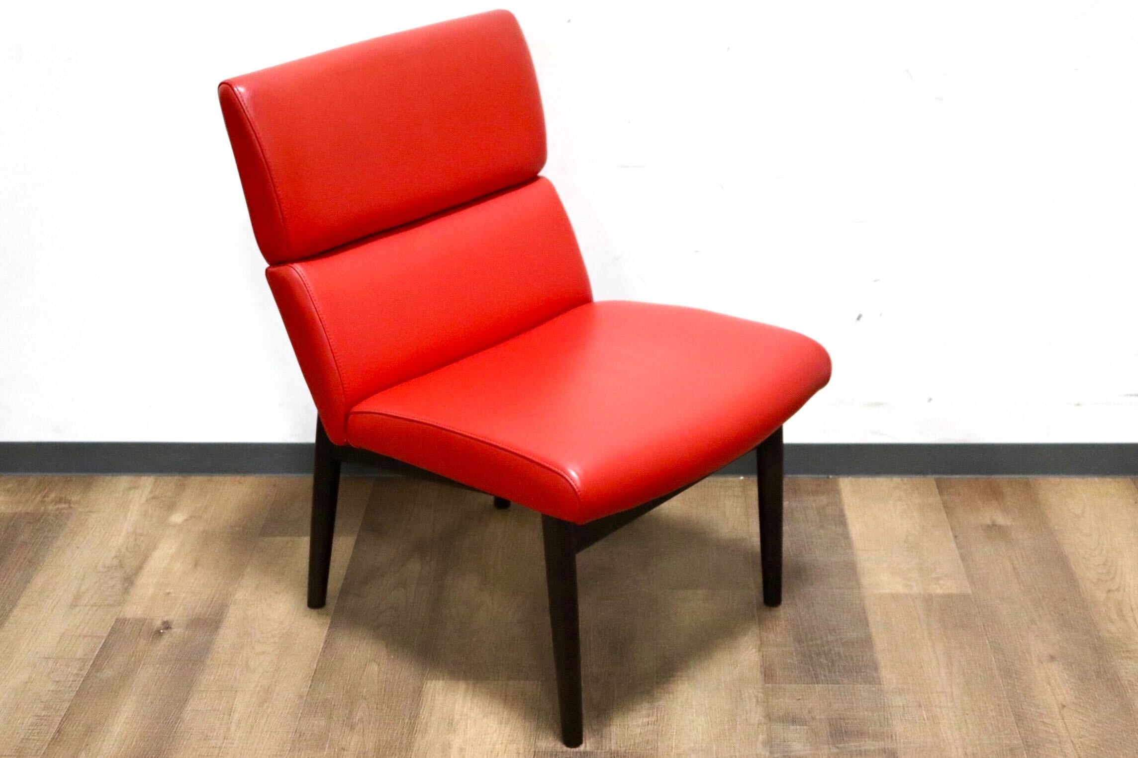 GMHN233D○CONDE HOUSE / カンディハウス エクリプス ダイニングチェア 椅子 LDチェア オーク材 本革 レッド 旭川家具 展示品 希少 廃番
