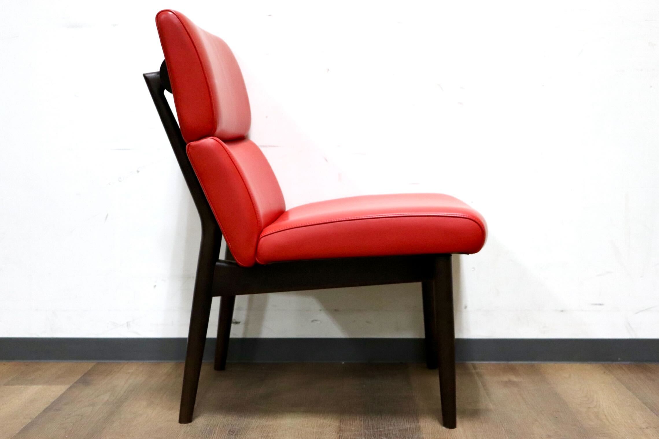 GMHN233D○CONDE HOUSE / カンディハウス エクリプス ダイニングチェア 椅子 LDチェア オーク材 本革 レッド 旭川家具 展示品 希少 廃番