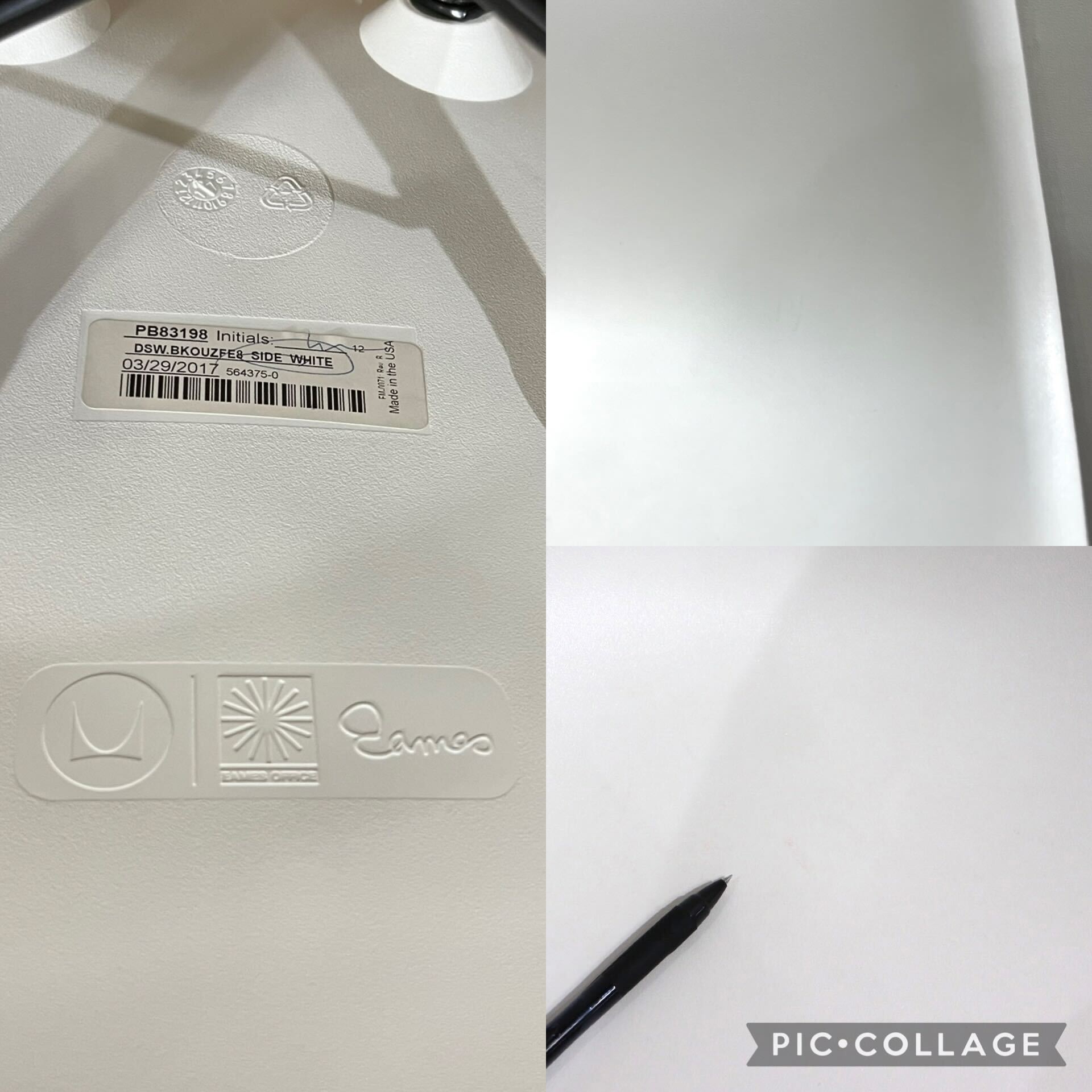 GMHN223○Herman Miller / ハーマンミラー DSW イームズ シェルチェア サイドチェア ウォールナット ホワイト 定価約9.2万 展示品