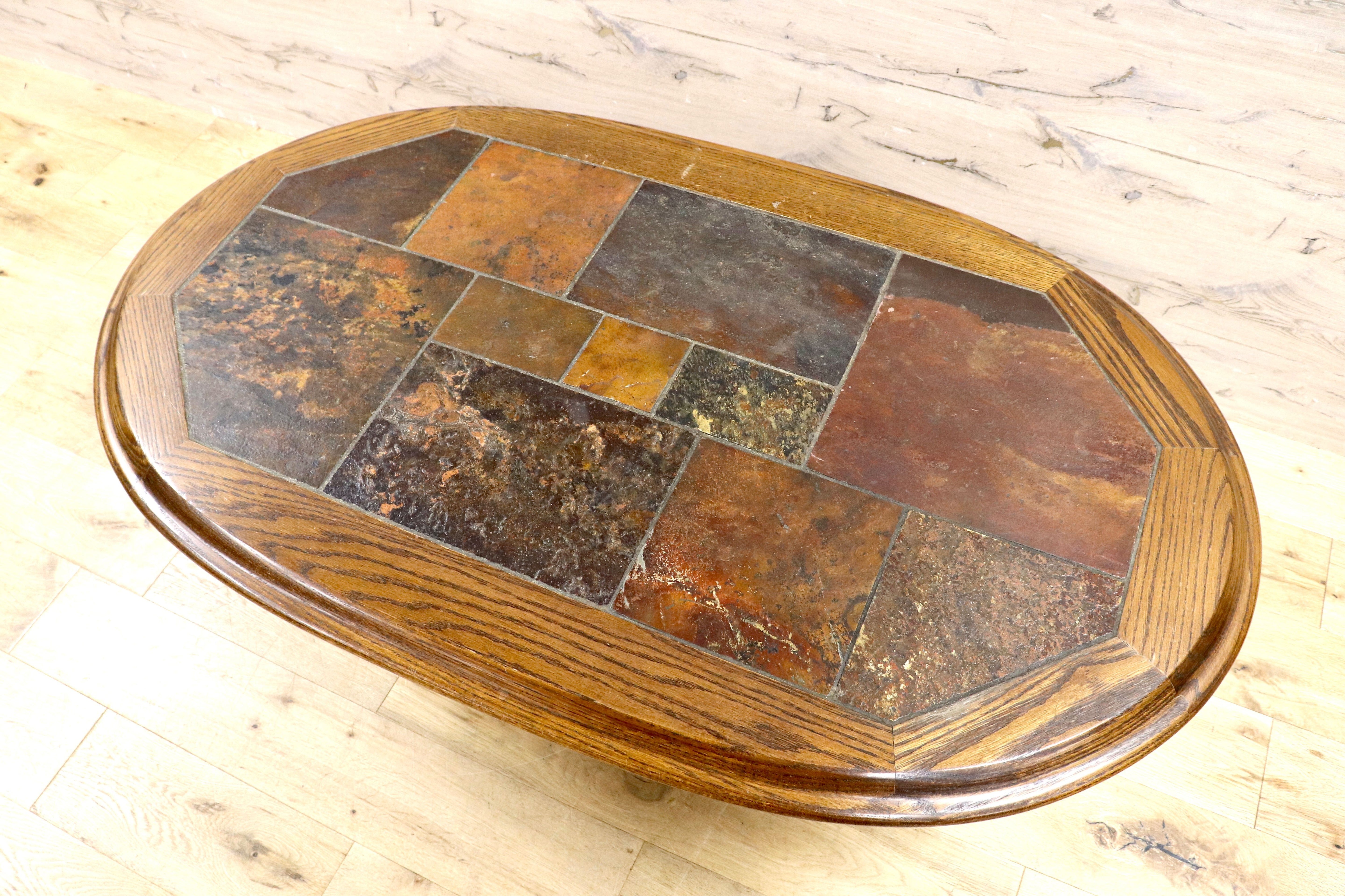 GMIK238○オランダ ダッチカントリースタイル タイルトップ 北欧スタイル センターテーブル リビングテーブル 応接 机 オーク材