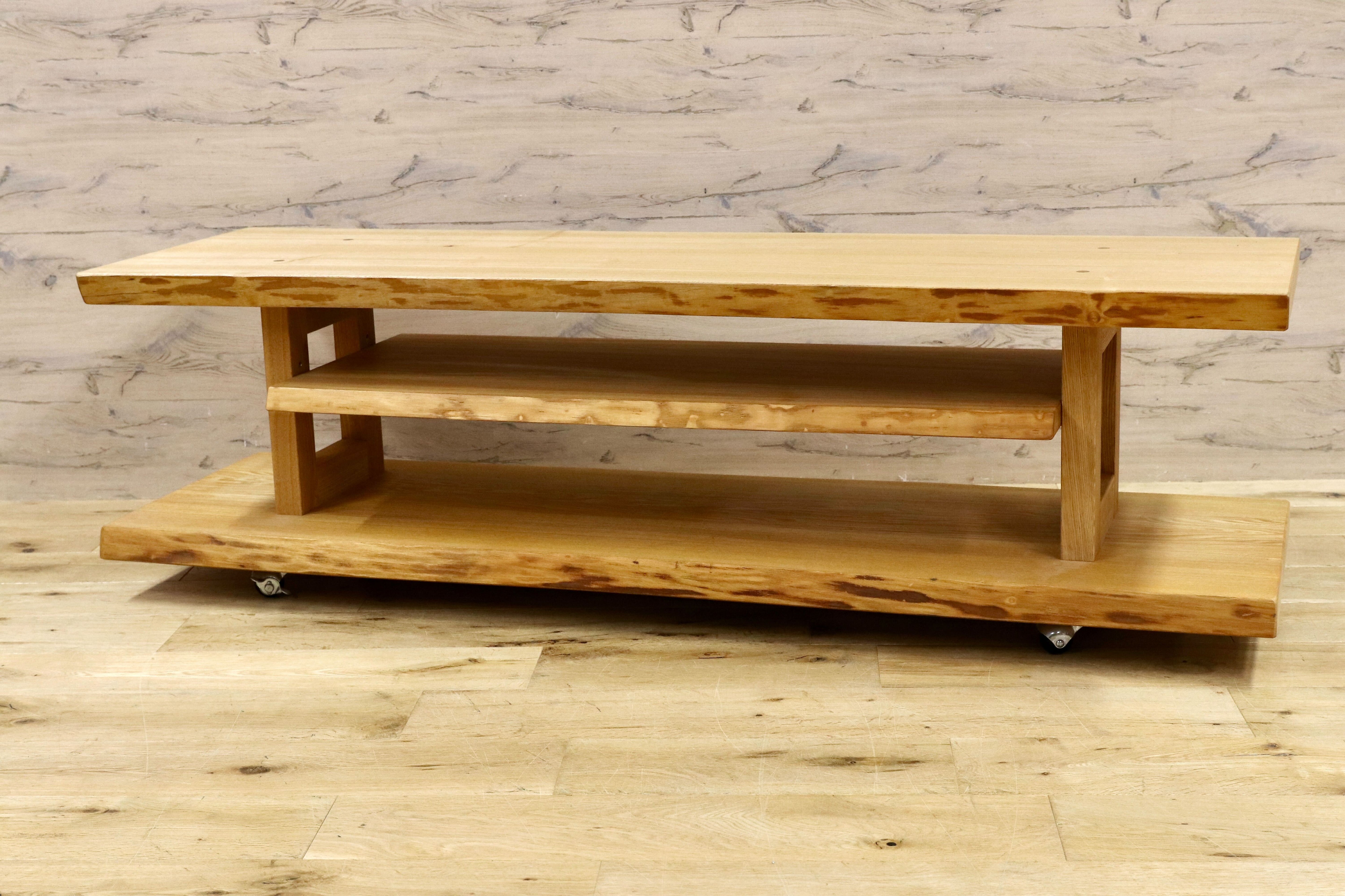 GMHH207○da BOSCO / ダ ボスコ ローボード リビングボード テレビボード TVボード AVボード タモ無垢材 キャスター付き カントリー