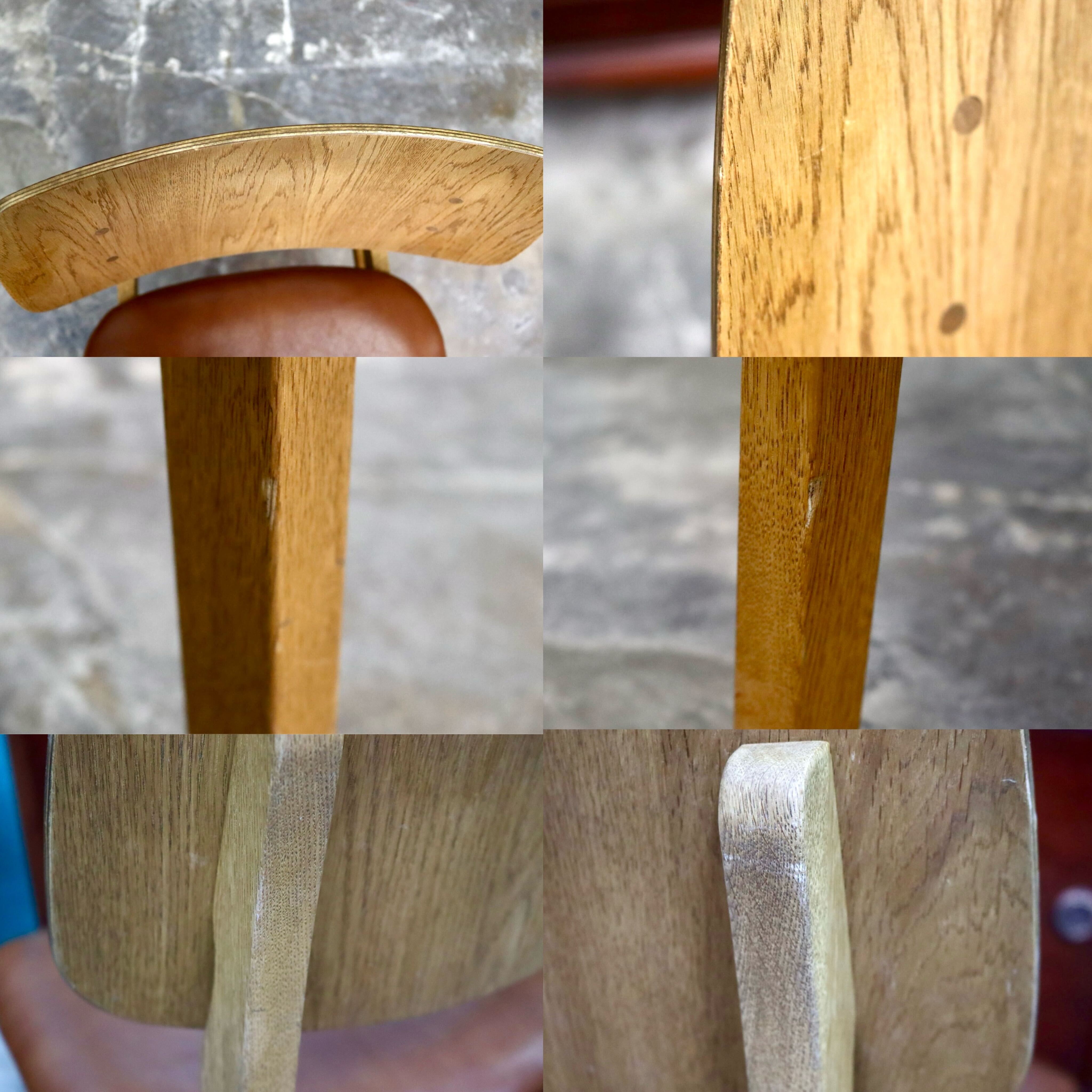 GMIK800○ダイニングチェア アームレスチェア 椅子 木製 本革 リペア済 国産家具 検)クラッシュゲート パッドチェア