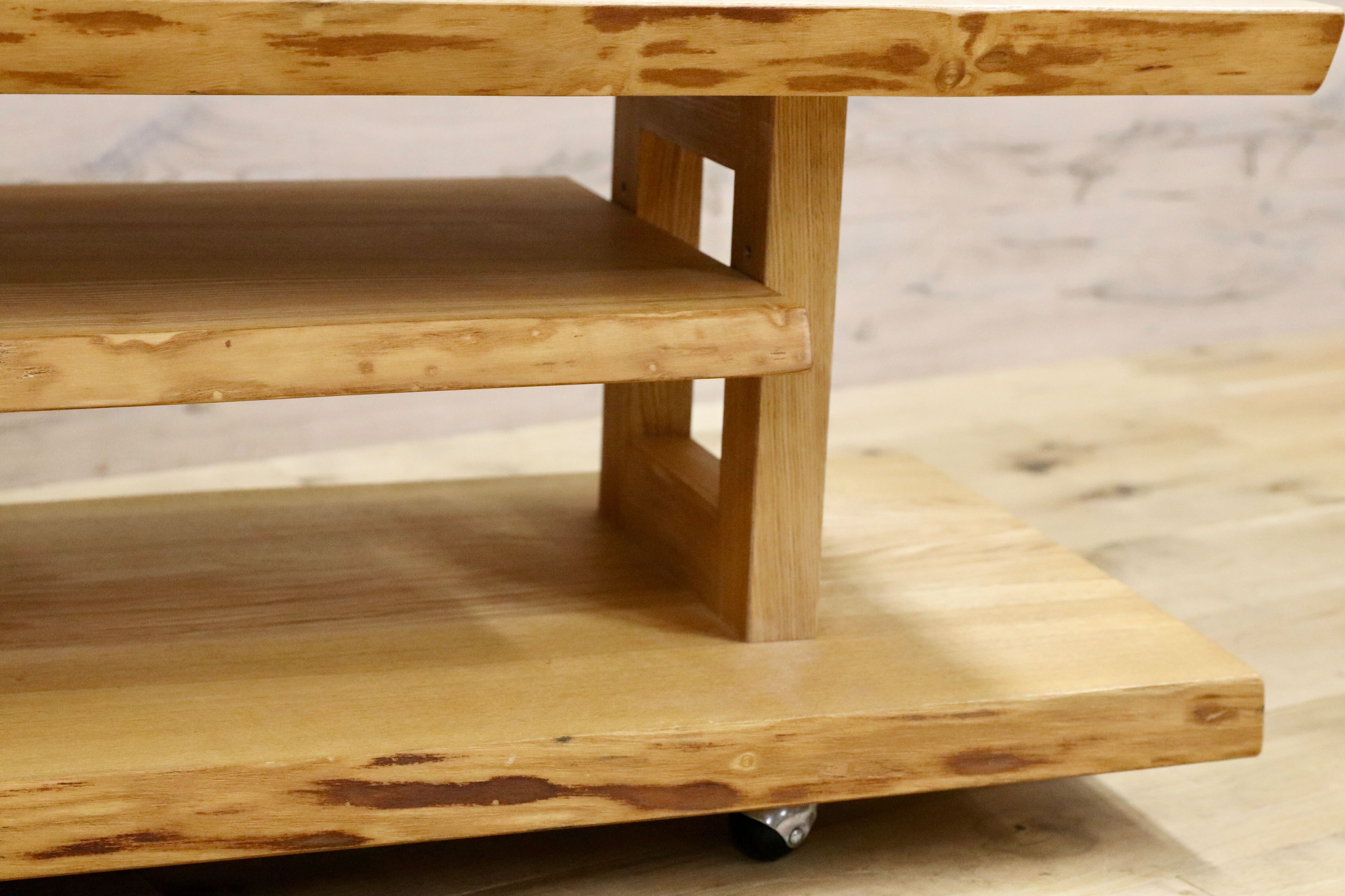 GMHH207○da BOSCO / ダ ボスコ ローボード リビングボード テレビボード TVボード AVボード タモ無垢材 キャスター付き カントリー