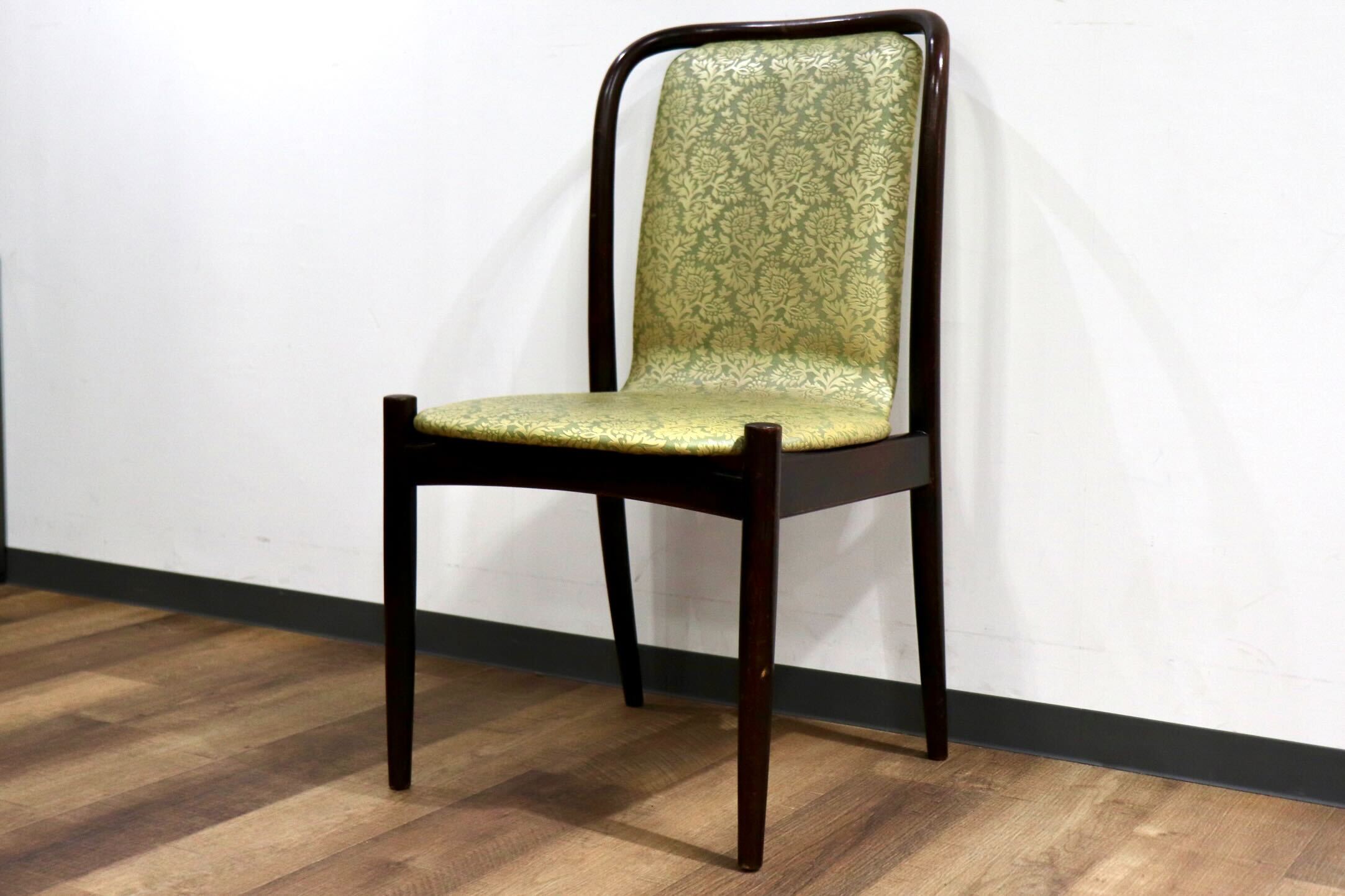 GMHH502A○飛騨産業 / HIDA キツツキ アームレスチェア ダイニングチェア 食卓椅子 椅子 合皮 レトロ アンティーク 花柄 和モダン