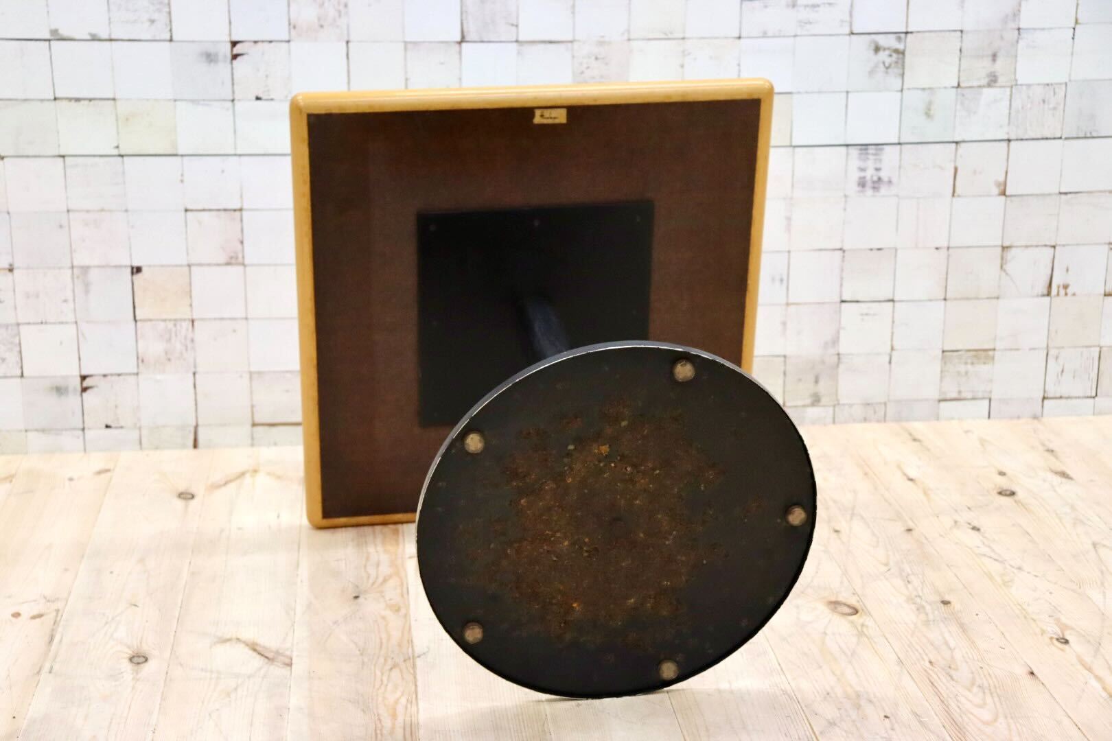 GMGK564A○阪急百貨店 レトロ カフェテーブル サイドテーブル スクエアテーブル 店舗什器 オフィス テラス カフェ ヴィンテージ