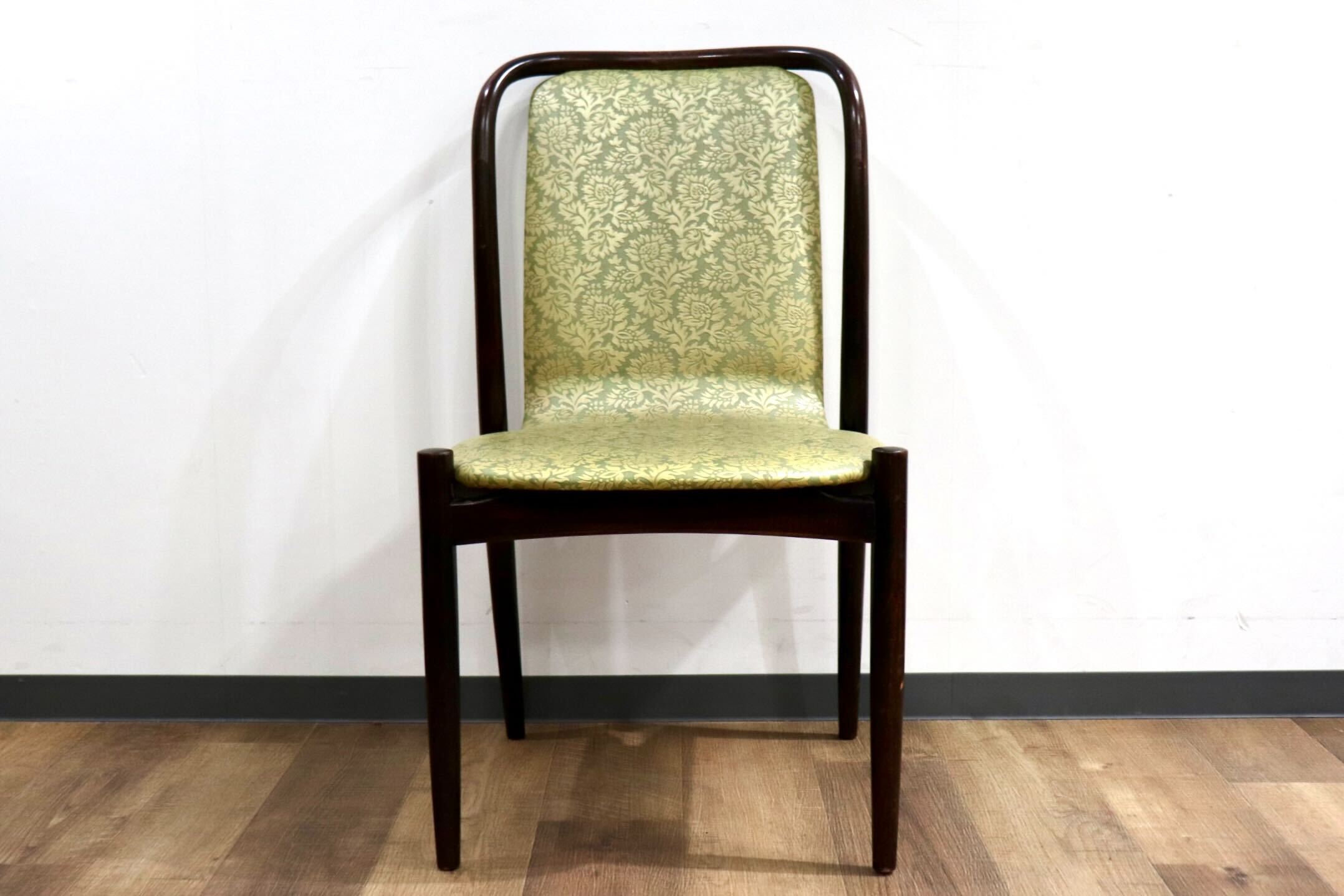 GMHH502A○飛騨産業 / HIDA キツツキ アームレスチェア ダイニングチェア 食卓椅子 椅子 合皮 レトロ アンティーク 花柄 和モダン