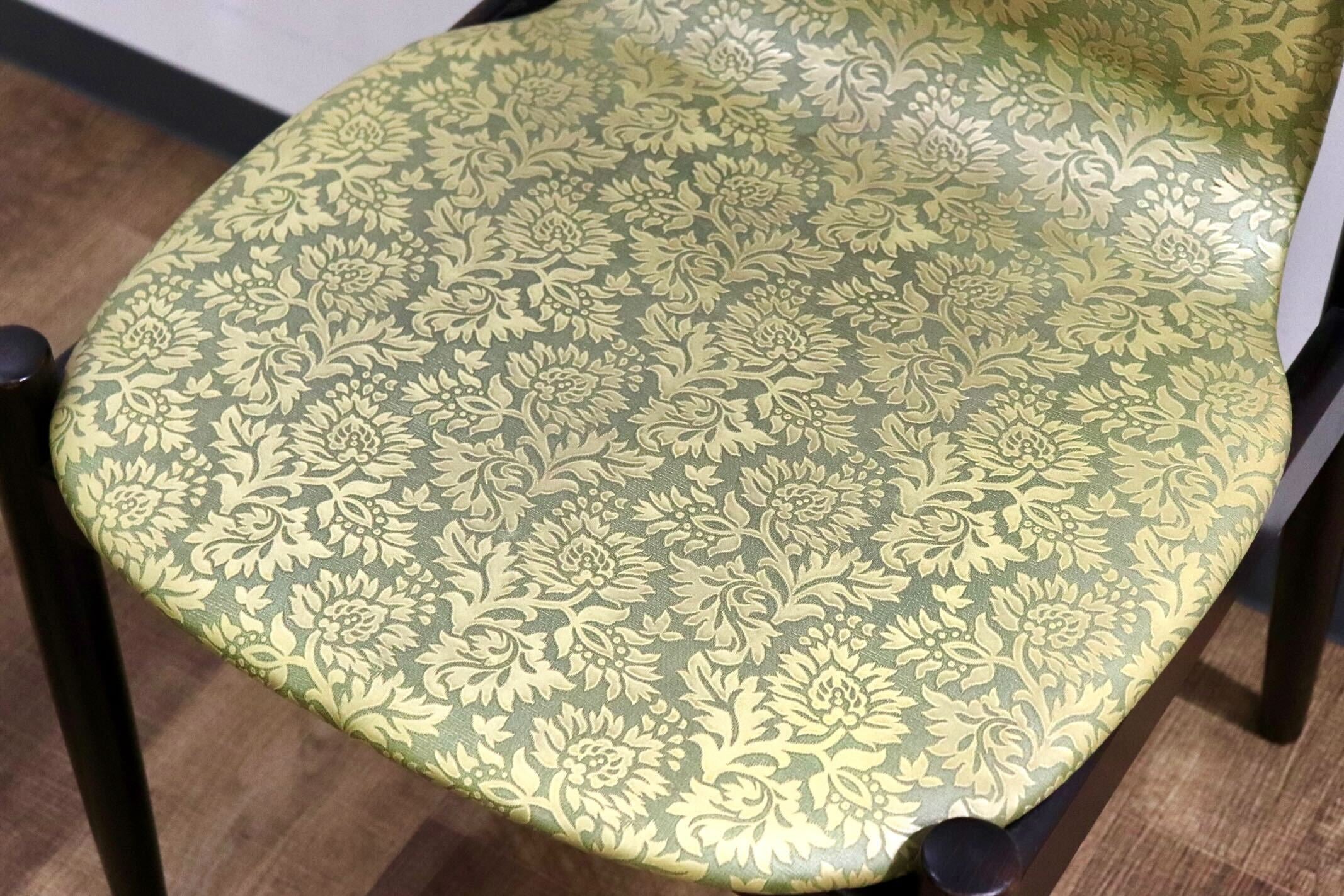 GMHH502A○飛騨産業 / HIDA キツツキ アームレスチェア ダイニングチェア 食卓椅子 椅子 合皮 レトロ アンティーク 花柄 和モダン