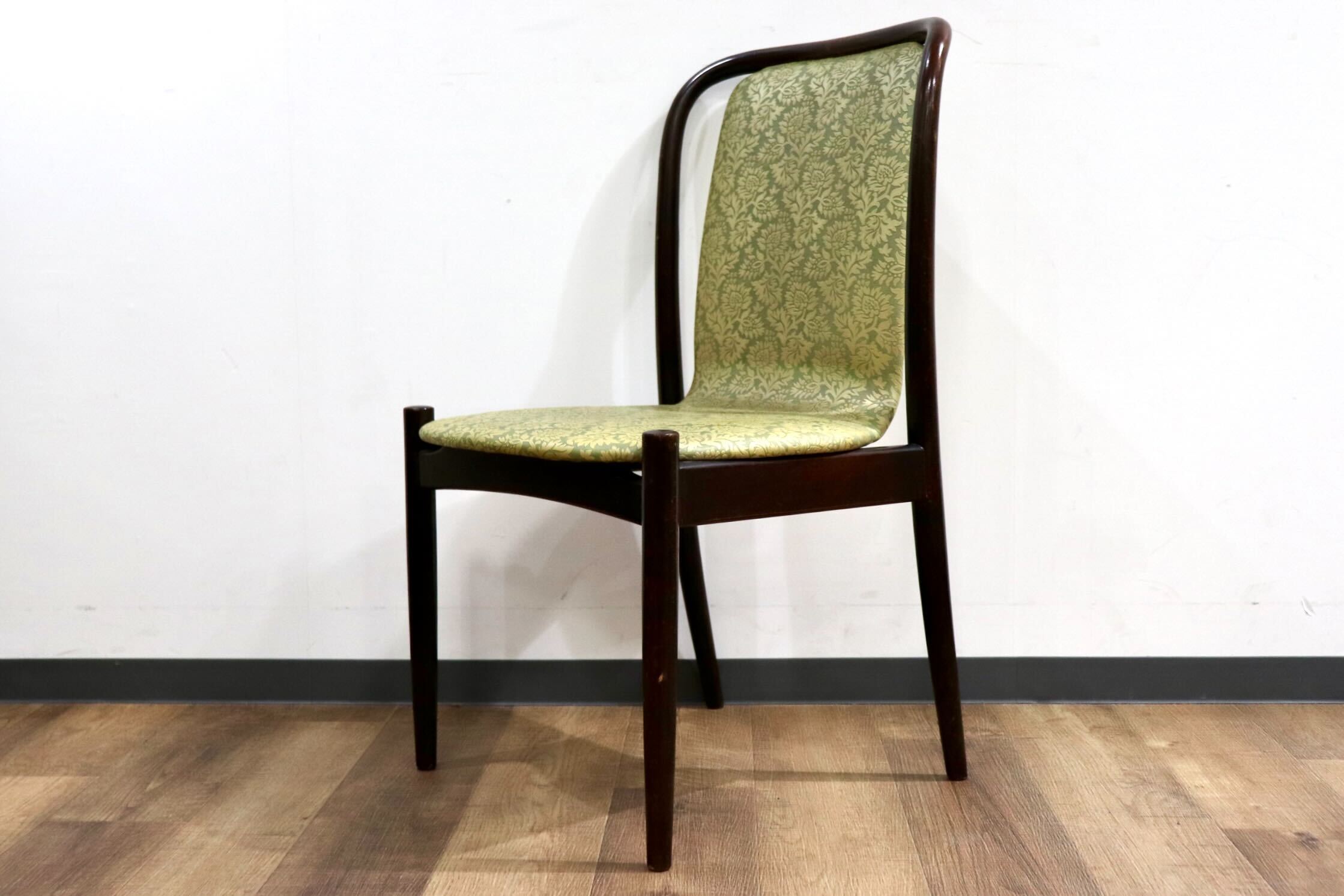 GMHH502A○飛騨産業 / HIDA キツツキ アームレスチェア ダイニングチェア 食卓椅子 椅子 合皮 レトロ アンティーク 花柄 和モダン