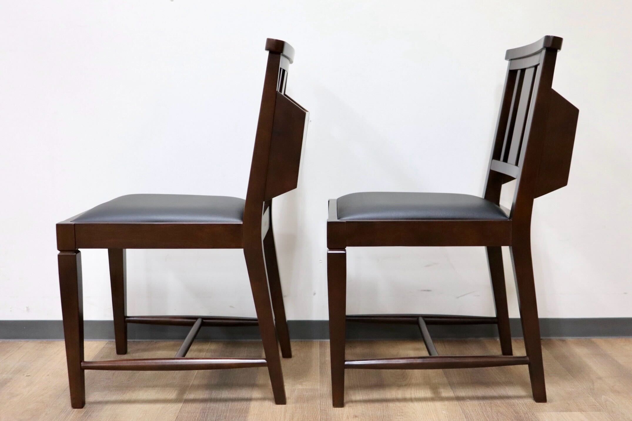 GMGN342I○CHERRY FURNITURE / 桜屋工業 ダイニングチェア チャーチチェア マガジンラック 合皮 ダークブラウン 2脚セット モダン 未使用品