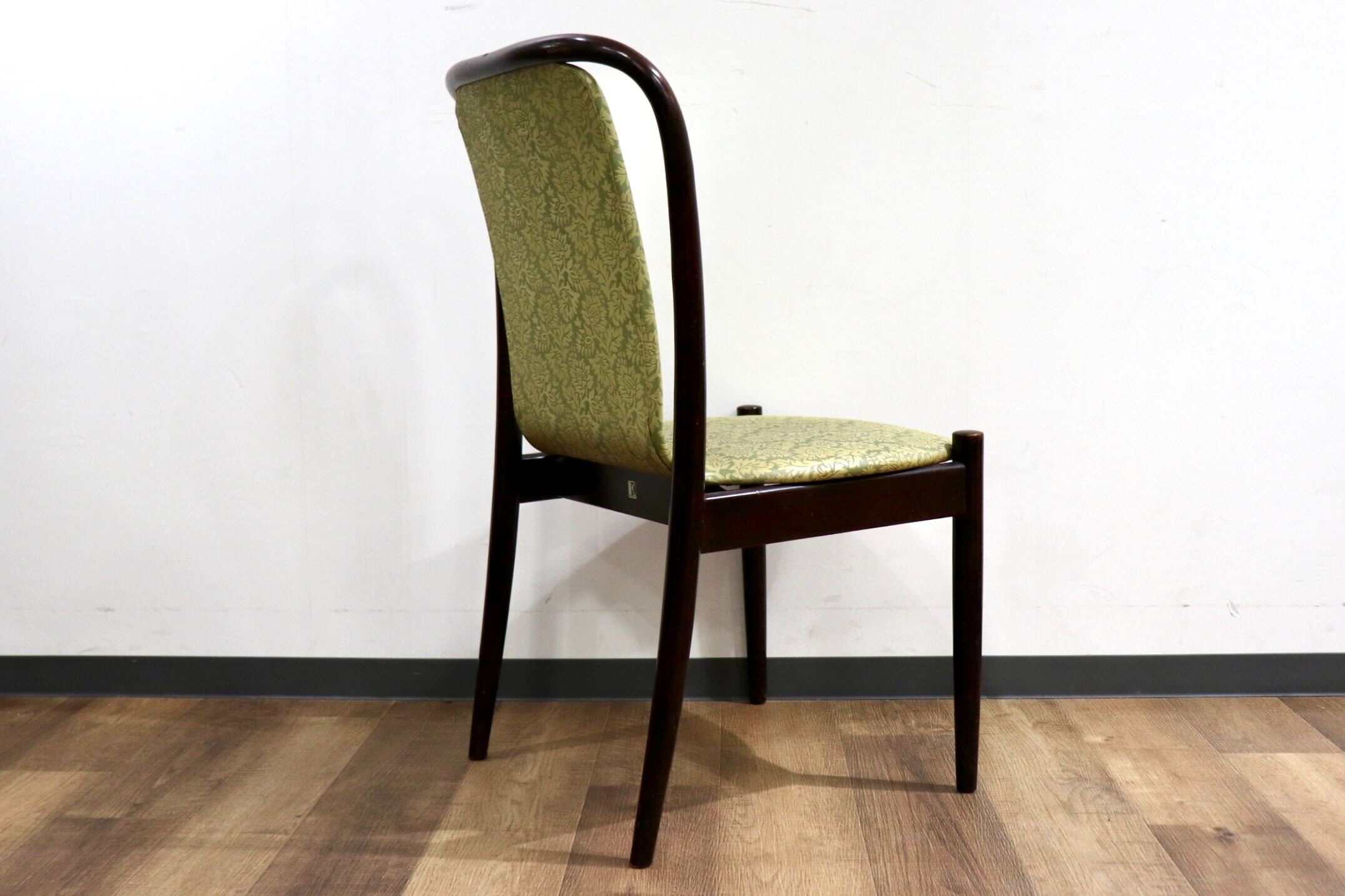 GMHH502A○飛騨産業 / HIDA キツツキ アームレスチェア ダイニングチェア 食卓椅子 椅子 合皮 レトロ アンティーク 花柄 和モダン