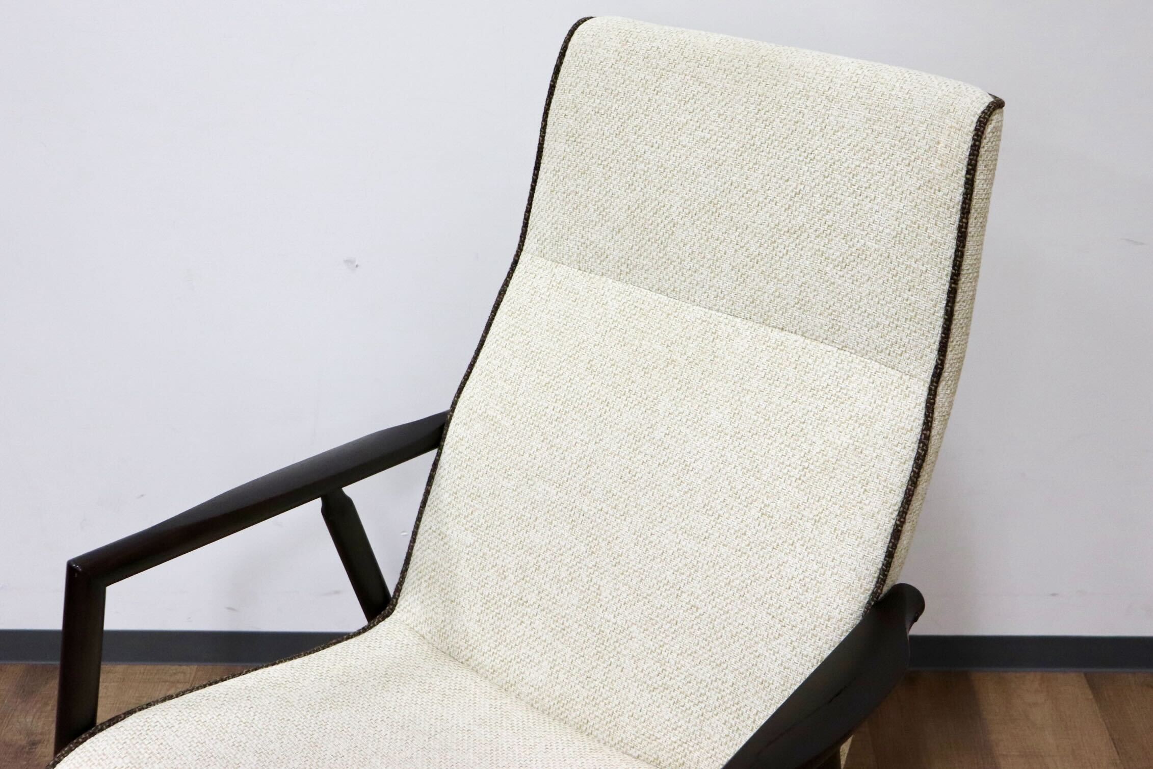 GMGT139○日進木工 / nissin WHITE WOOD ロッキングチェア 揺り椅子 スツール オットマン オーク無垢材 ファブリック 定価約25万 展示品