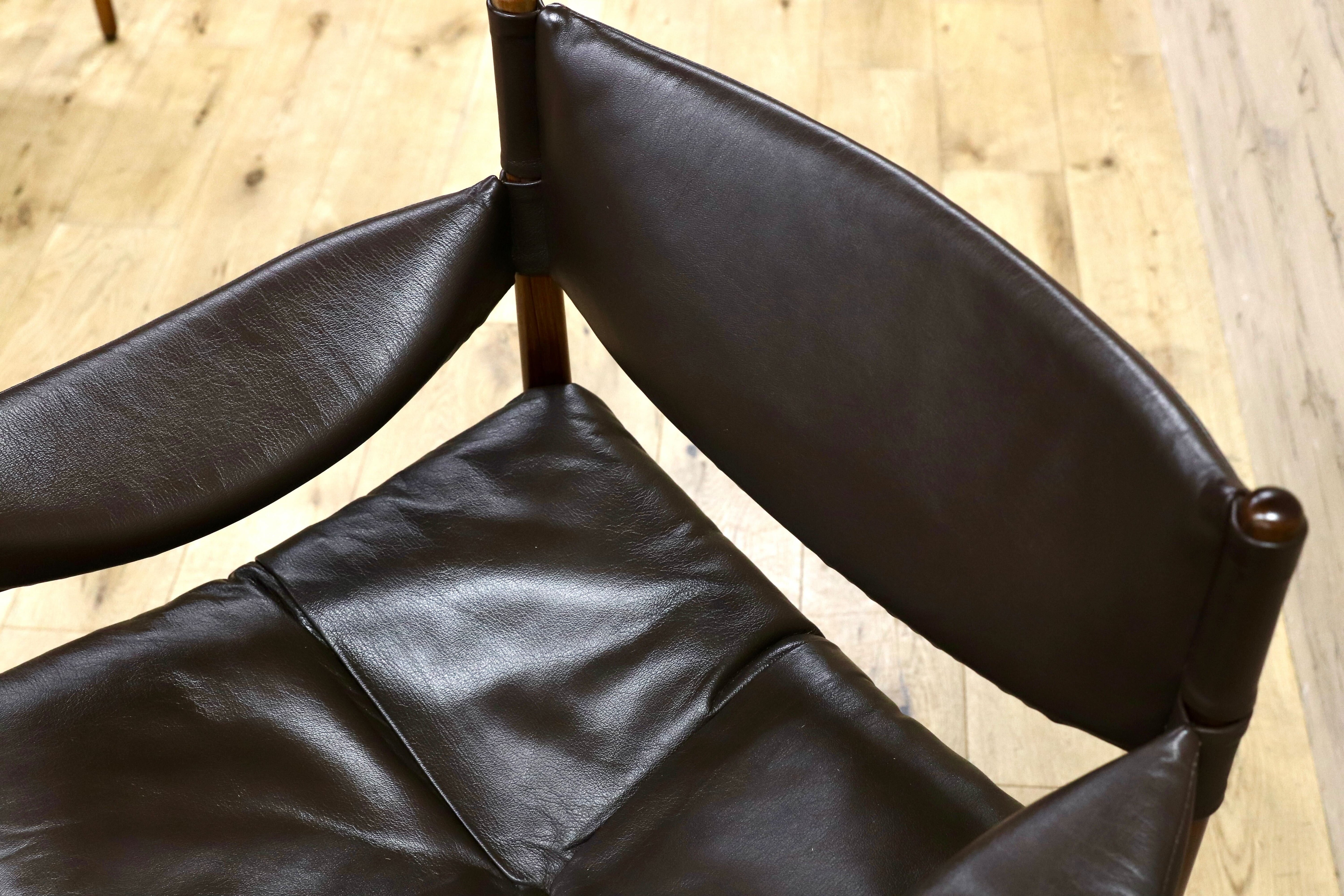 GMHK648○Modus / モデュス アームチェア ダイニングチェア 椅子 レザー ローズウッド クリスチャン・ヴェデル 北欧 名作 家具 稀少