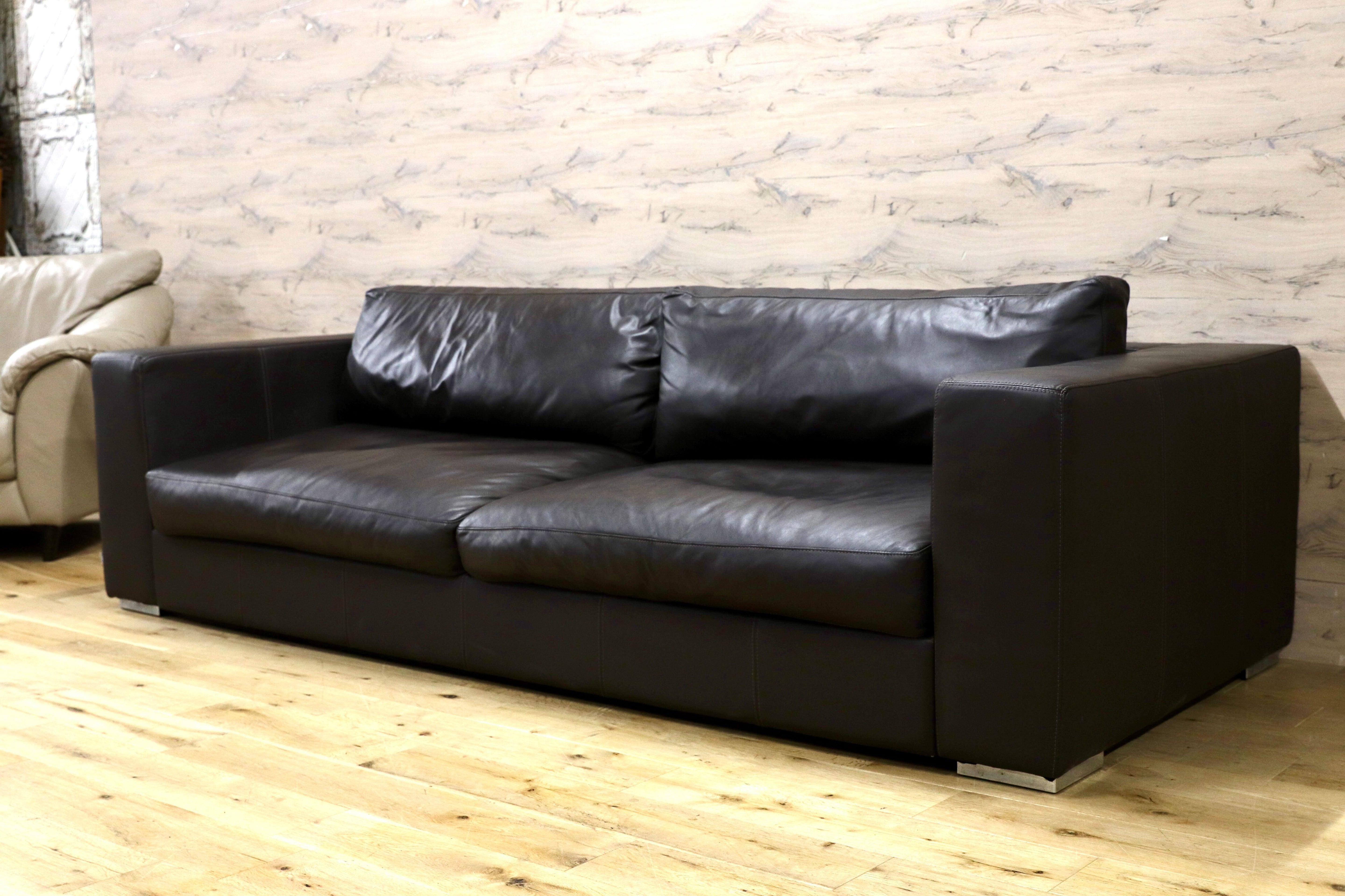 GMIH389B○BoConcept / ボーコンセプト I.D.V.2 3人掛けソファ トリプルソファ 本革 ダークブラウン 北欧 デンマーク 定価50万〜