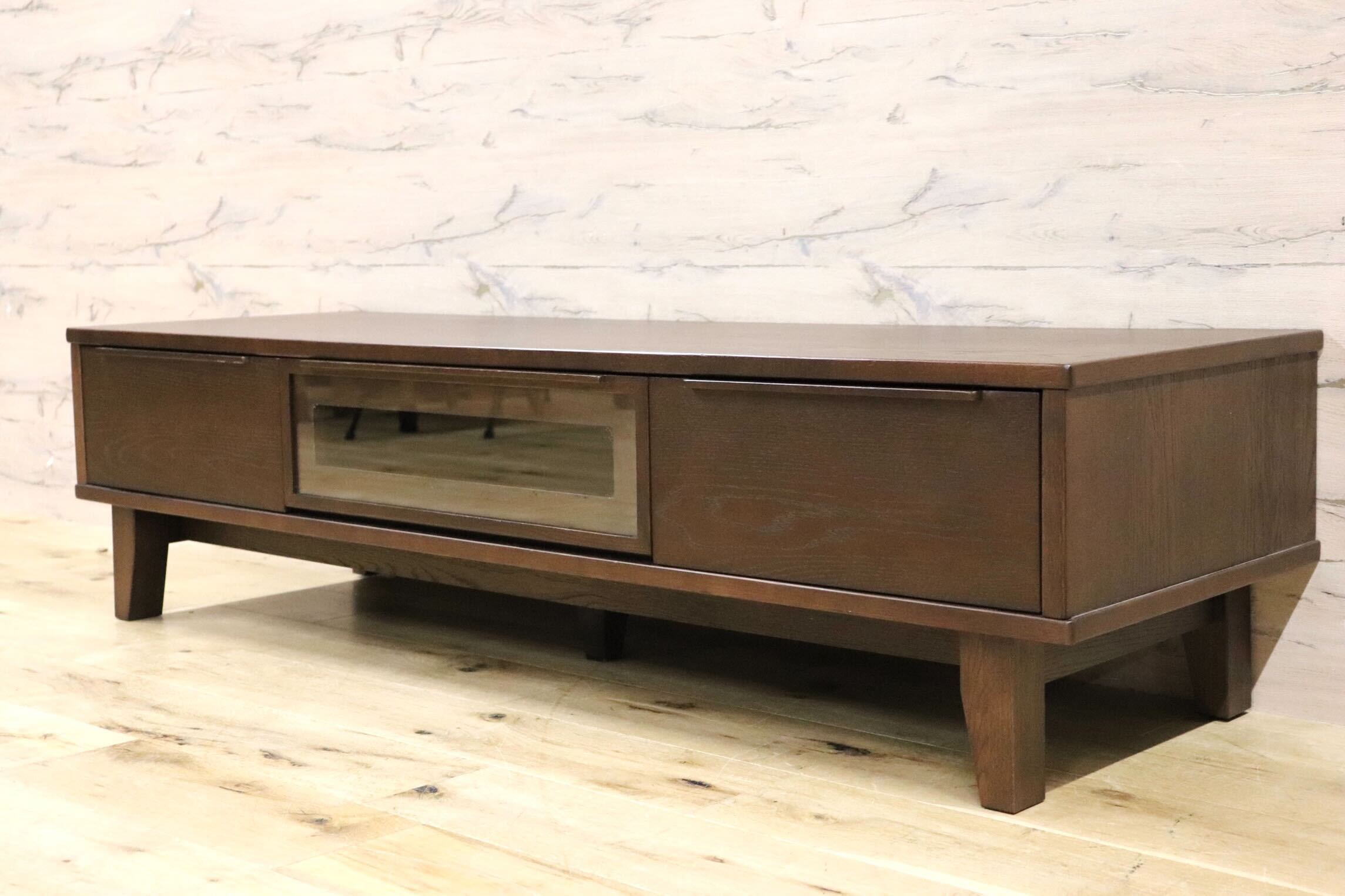 GMHN1○北欧スタイル オーク材 TVボード AVボード ローボード テレビ台 リビングボード 収納家具 ダークブラウン モダン