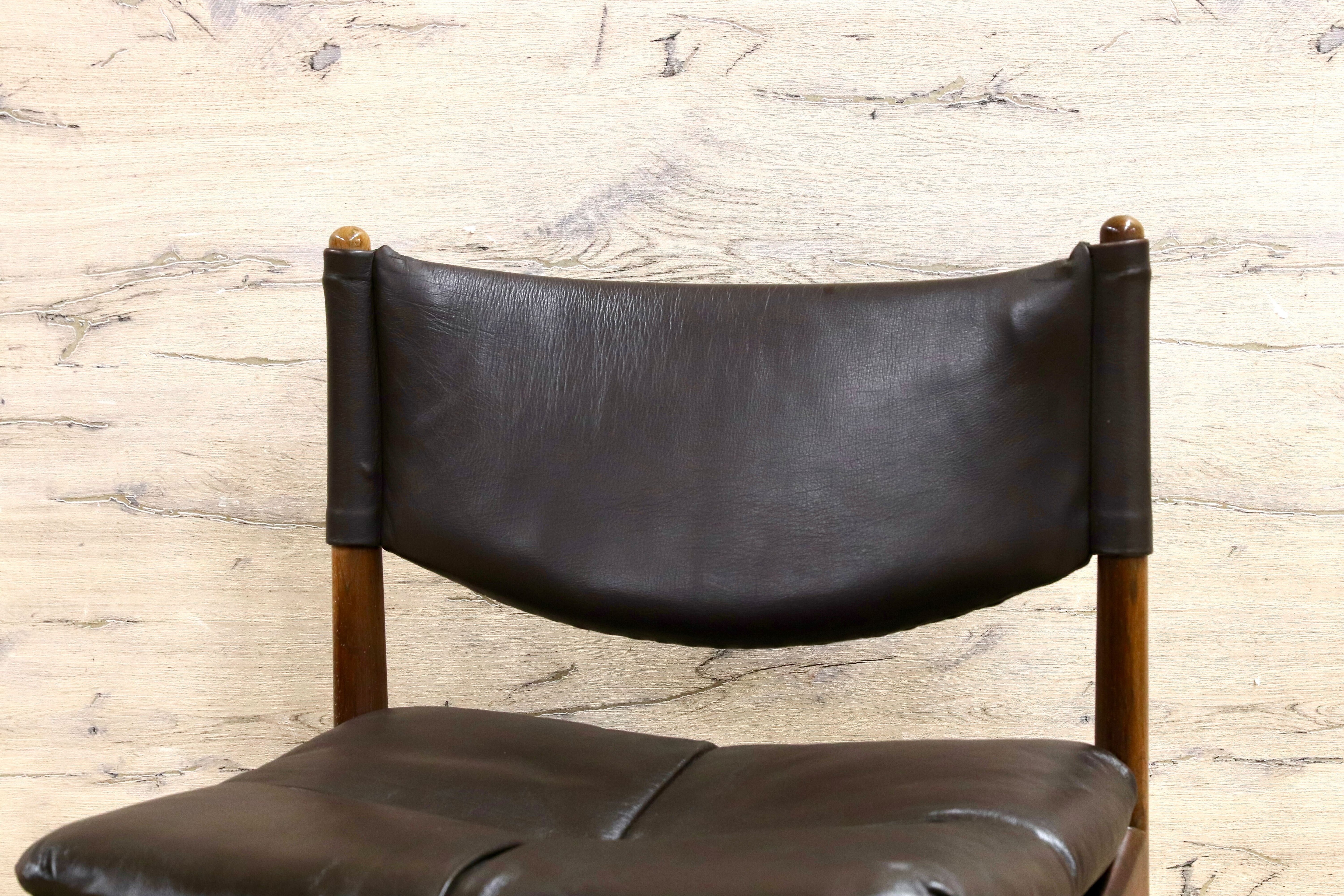 GMHK648B○Modus / モデュス アームレスチェア ダイニングチェア 椅子 レザー ローズウッド クリスチャン・ヴェデル 北欧 名作 家具 稀少