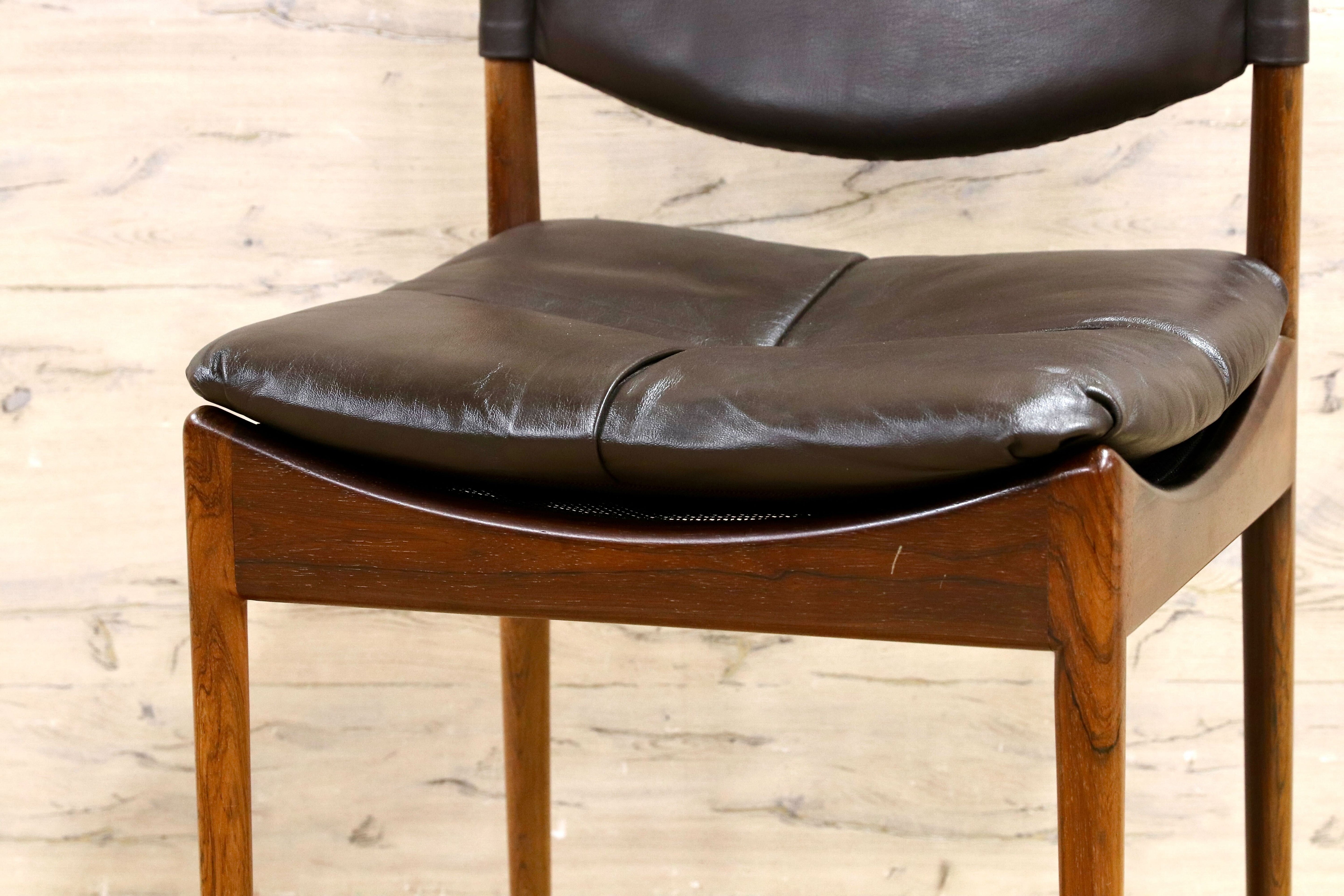 GMHK648B○Modus / モデュス アームレスチェア ダイニングチェア 椅子 レザー ローズウッド クリスチャン・ヴェデル 北欧 名作 家具 稀少