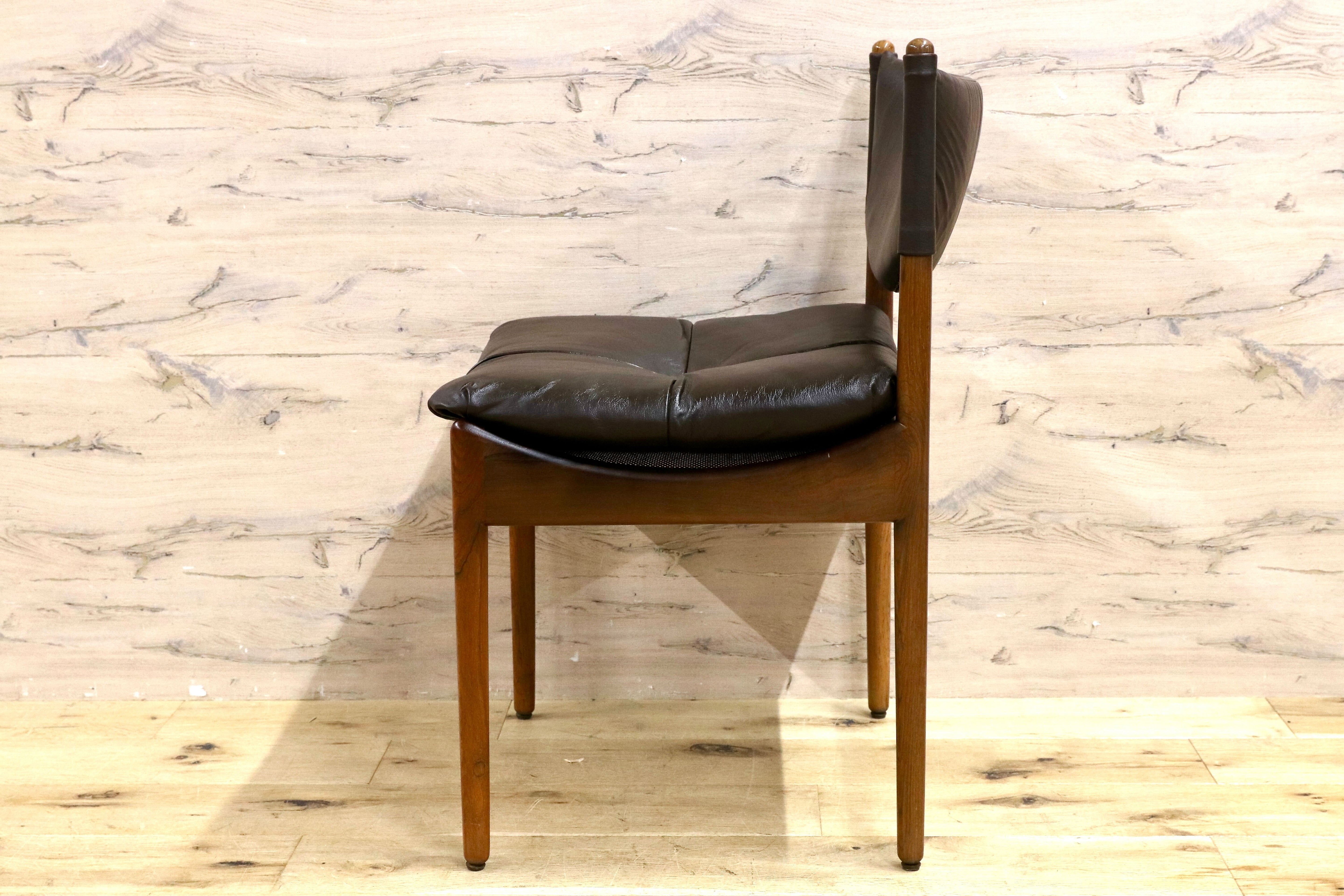 GMHK648B○Modus / モデュス アームレスチェア ダイニングチェア 椅子 レザー ローズウッド クリスチャン・ヴェデル 北欧 名作 家具 稀少