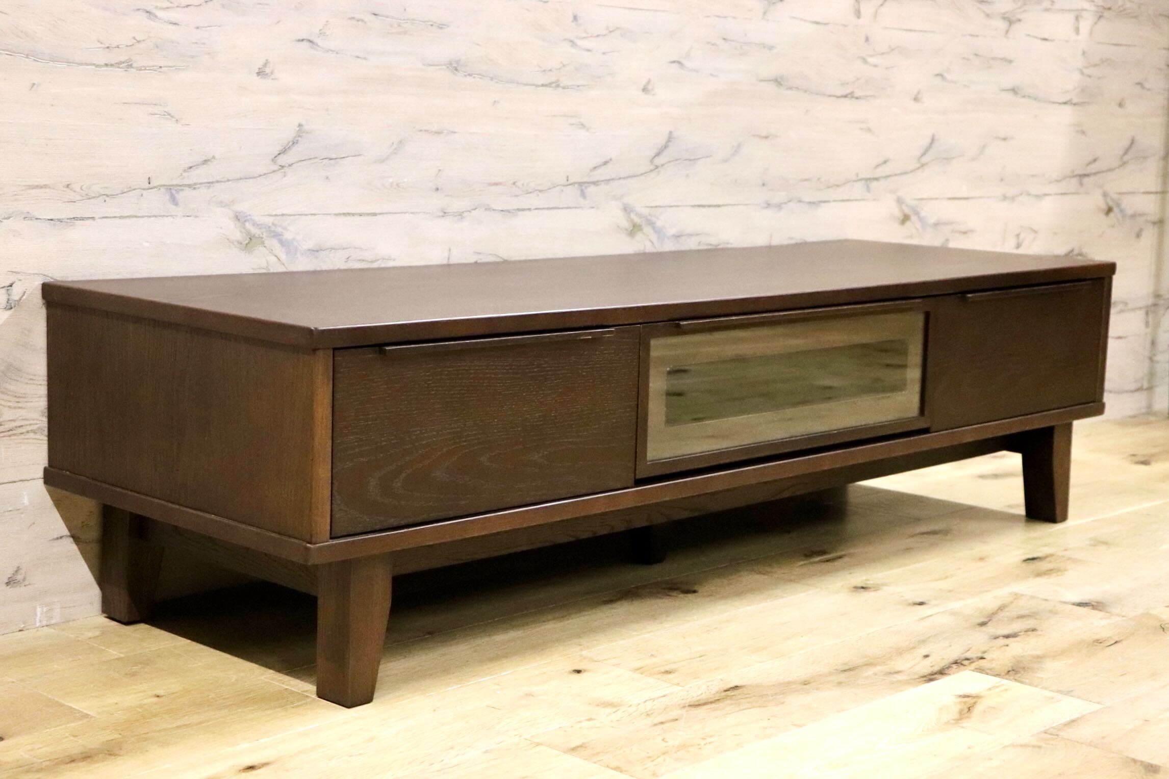 GMHN1○北欧スタイル オーク材 TVボード AVボード ローボード テレビ台 リビングボード 収納家具 ダークブラウン モダン