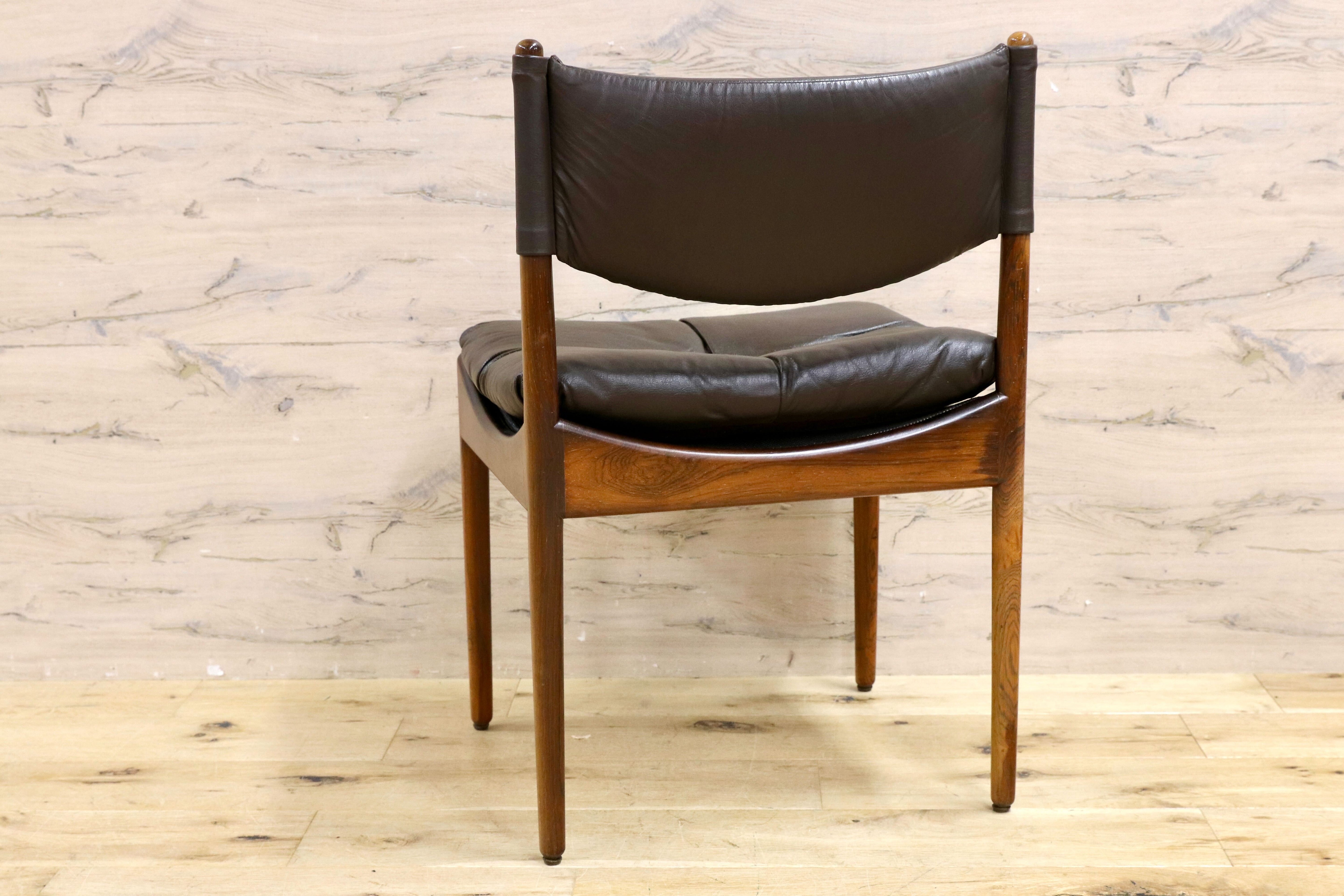 GMHK648B○Modus / モデュス アームレスチェア ダイニングチェア 椅子 レザー ローズウッド クリスチャン・ヴェデル 北欧 名作 家具 稀少