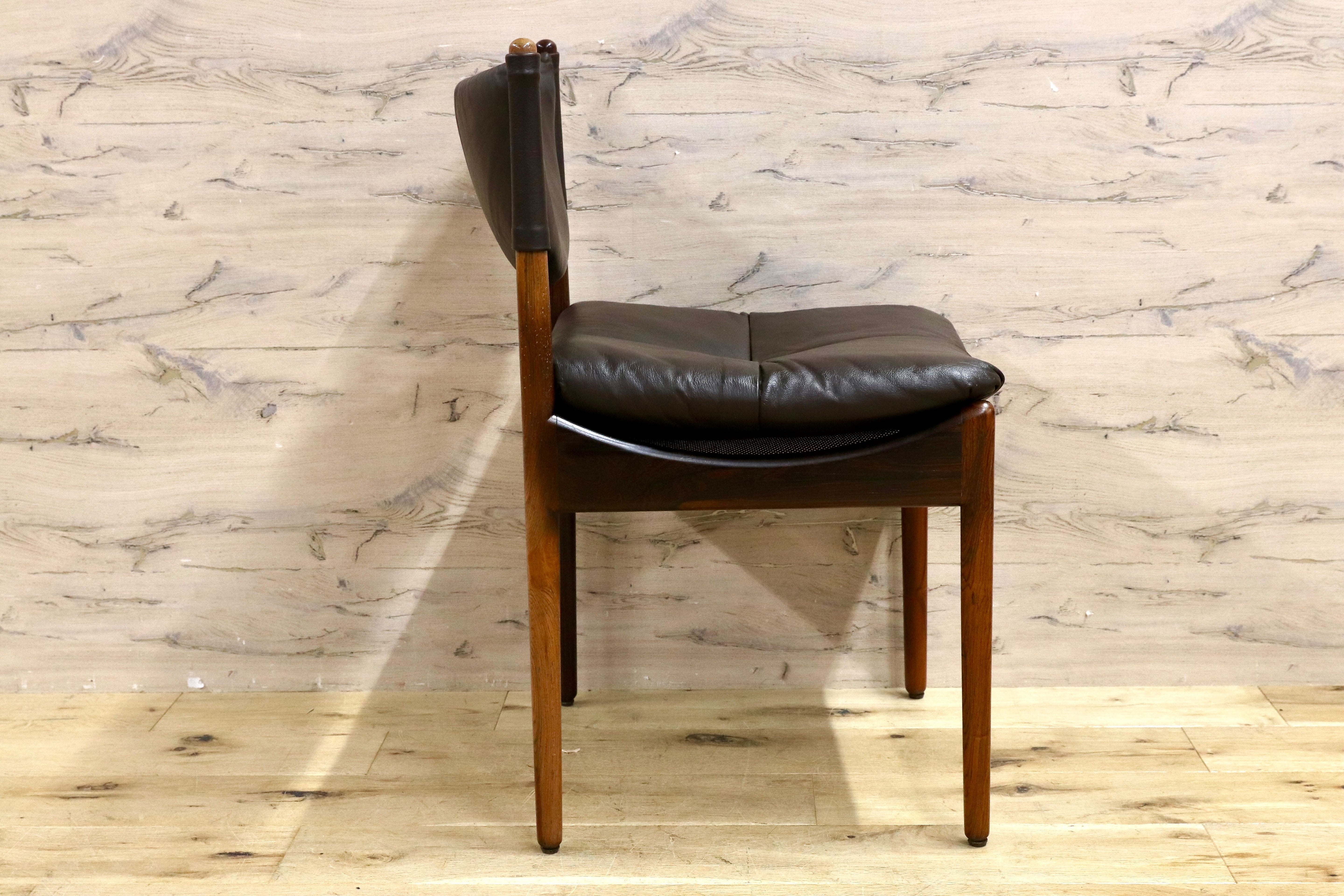 GMHK648B○Modus / モデュス アームレスチェア ダイニングチェア 椅子 レザー ローズウッド クリスチャン・ヴェデル 北欧 名作 家具 稀少