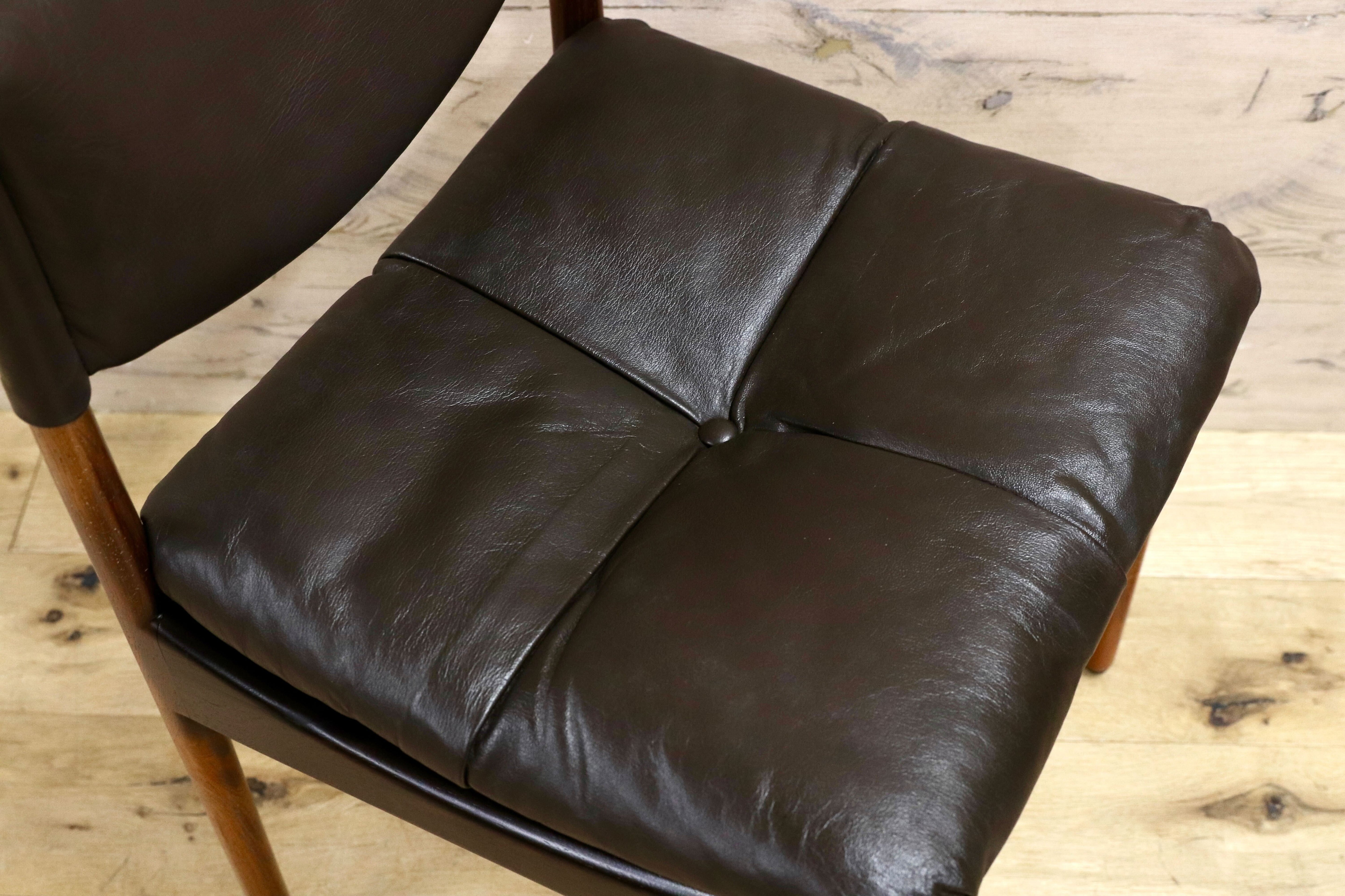 GMHK648B○Modus / モデュス アームレスチェア ダイニングチェア 椅子 レザー ローズウッド クリスチャン・ヴェデル 北欧 名作 家具 稀少