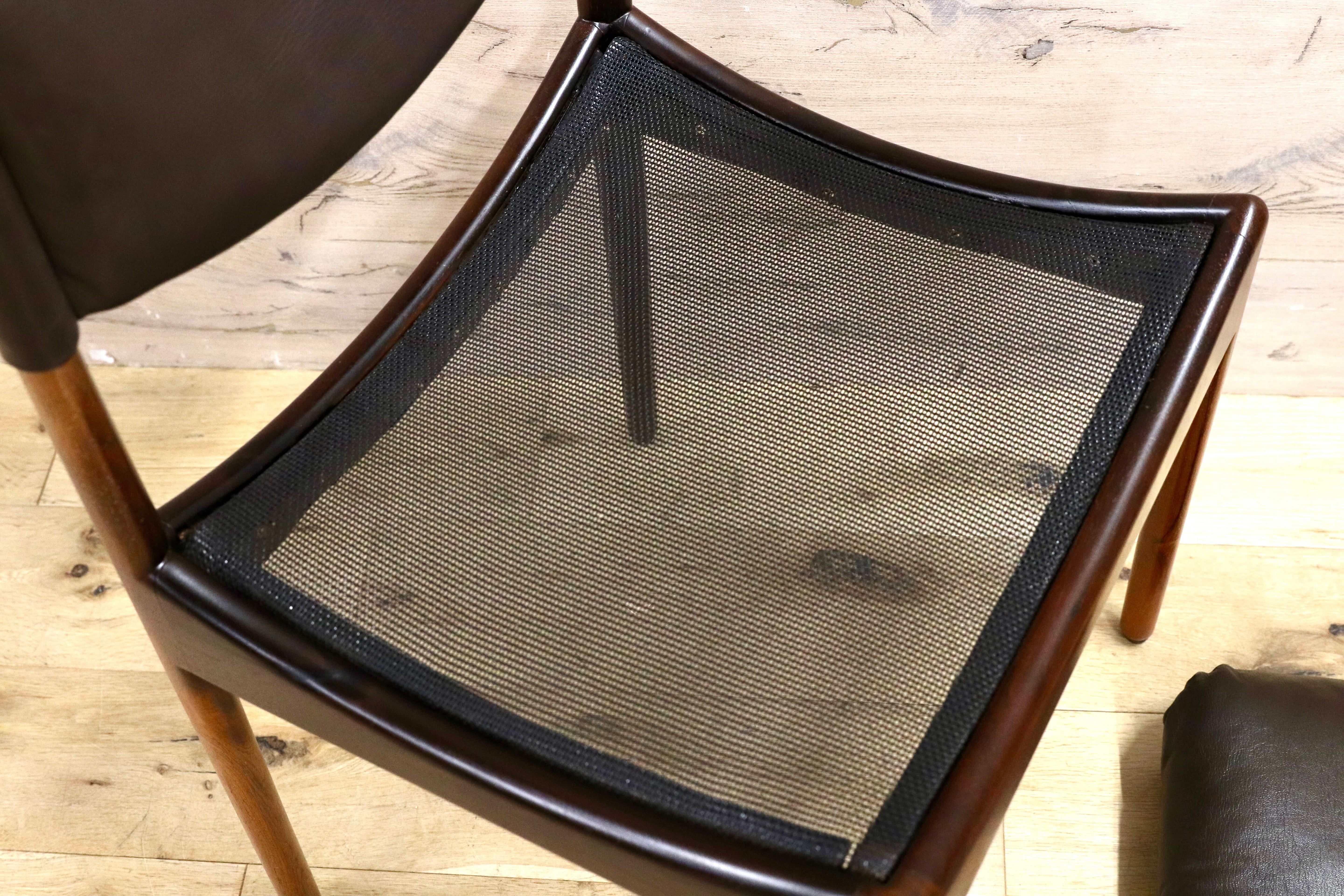 GMHK648B○Modus / モデュス アームレスチェア ダイニングチェア 椅子 レザー ローズウッド クリスチャン・ヴェデル 北欧 名作 家具 稀少