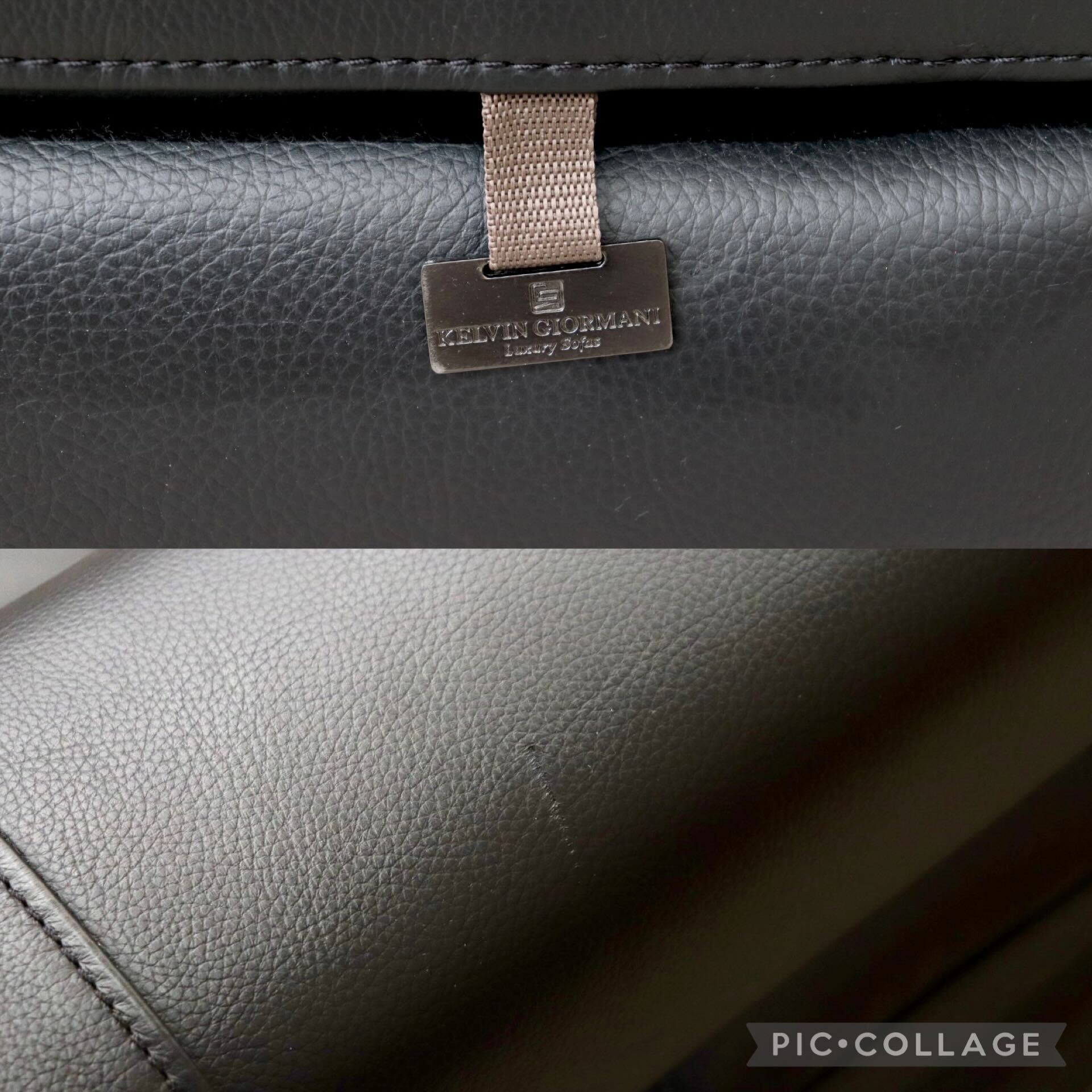GMIK132C○KELVIN GIORMANI / ケルビンジョルマーニ ISOLA 2人掛けソファ ラブソファ 左肘 本革 ブラック スタイリッシュ 約40万 美品
