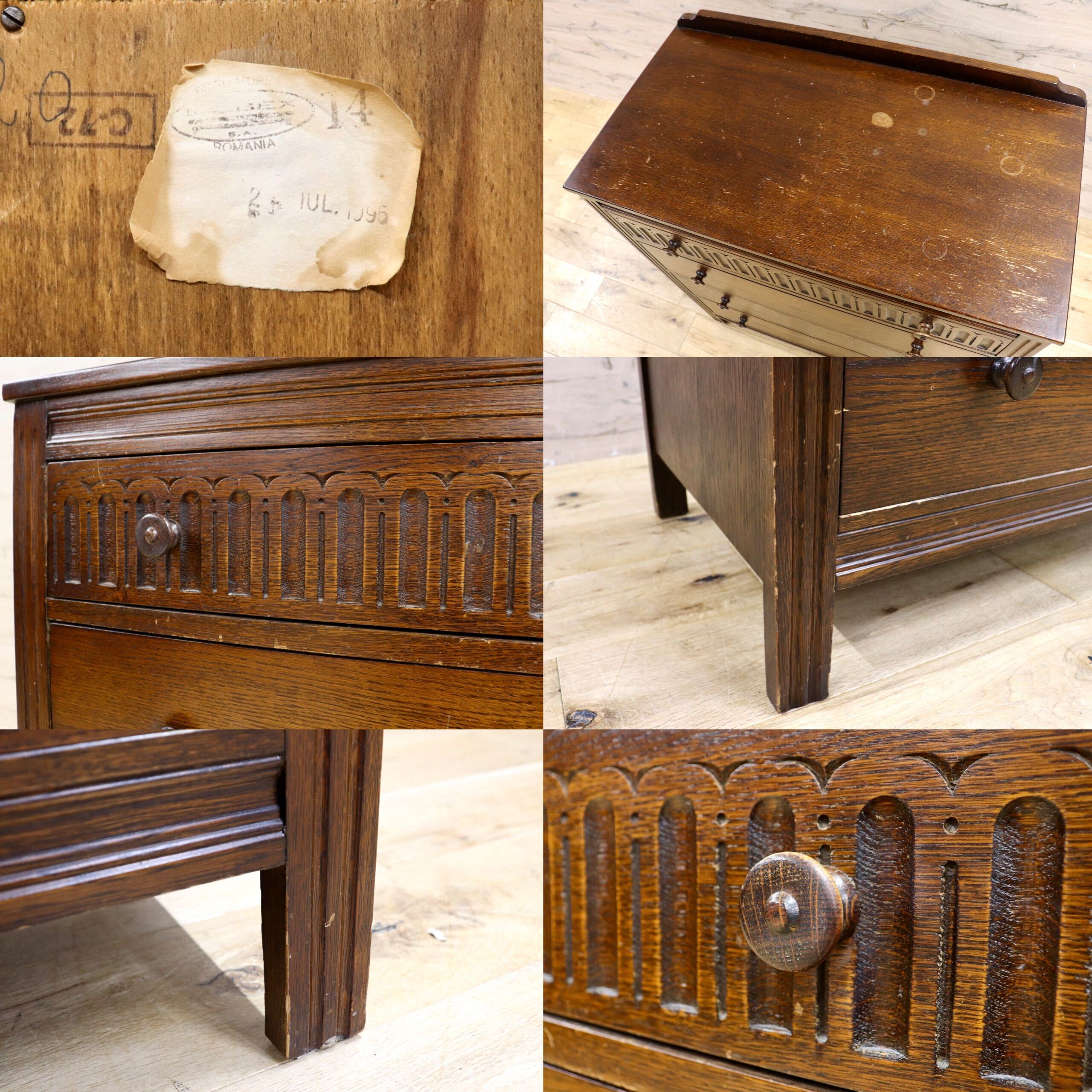 GMIH310○西洋 ヴィンテージ 4段チェスト ルーマニア製 チェスト 引き出し 収納 アンティーク調 カントリー 英国スタイル 木製家具