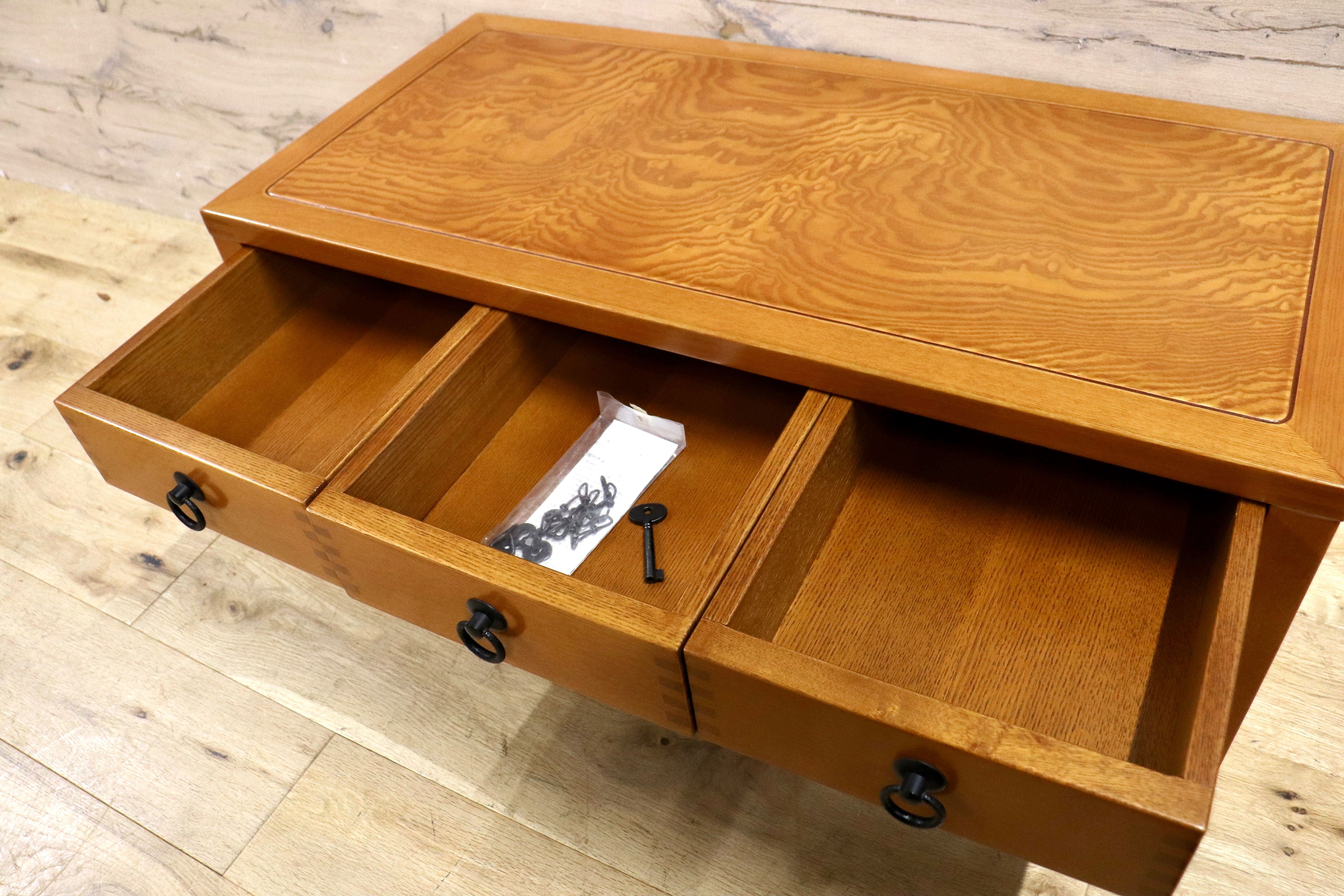 GMHK803○萩原家具 ローチェスト サイドボード 和箪笥 引き出し 鍵付き 収納 和モダン 古民家 レトロ 木製 タモ材