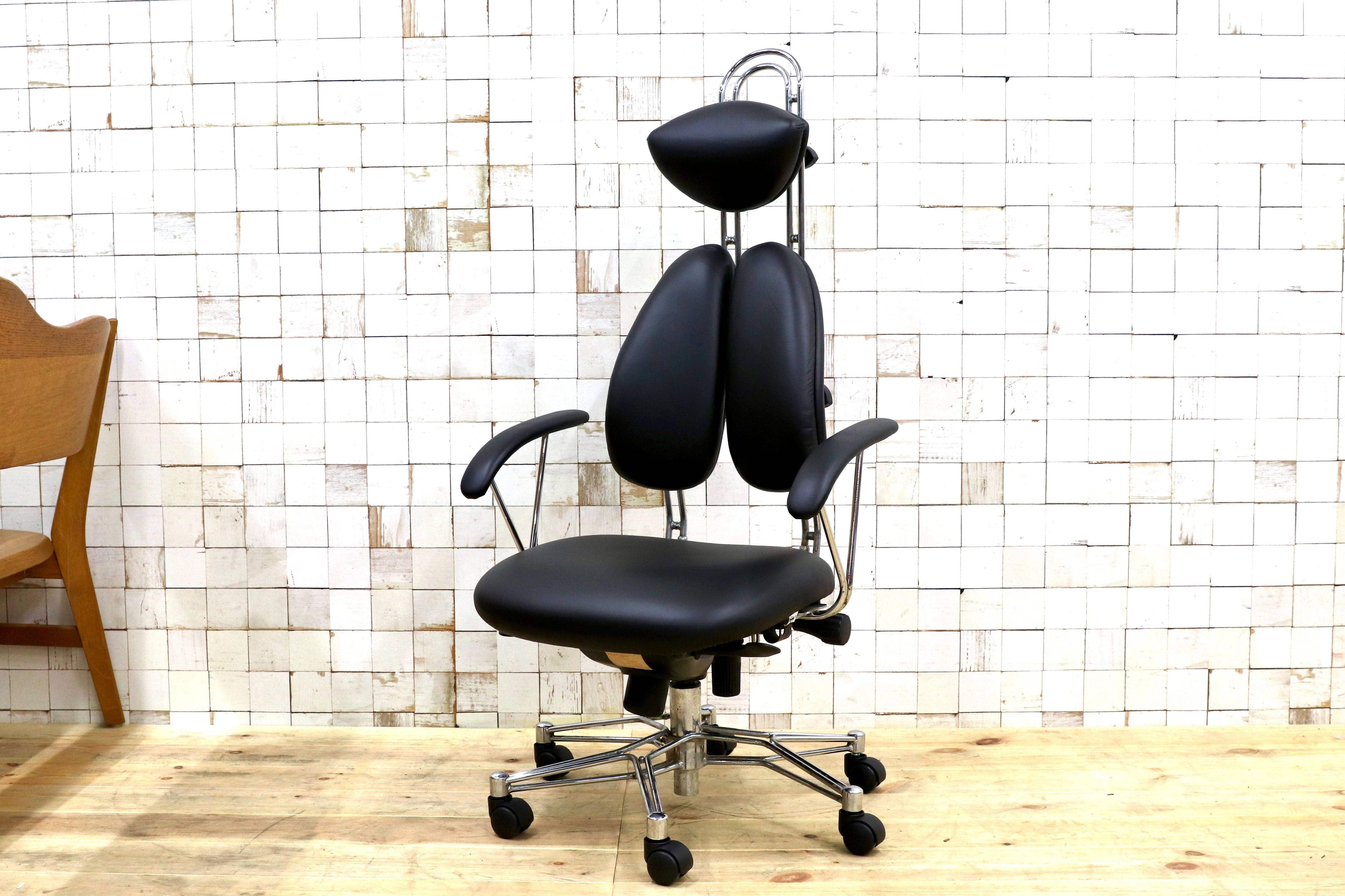 GMHH475A○TEMPUR / テンピュール グラール 本革 レザー デスクチェア ワークチェア 作業椅子 ブラック ドイツ 約33万 稀少