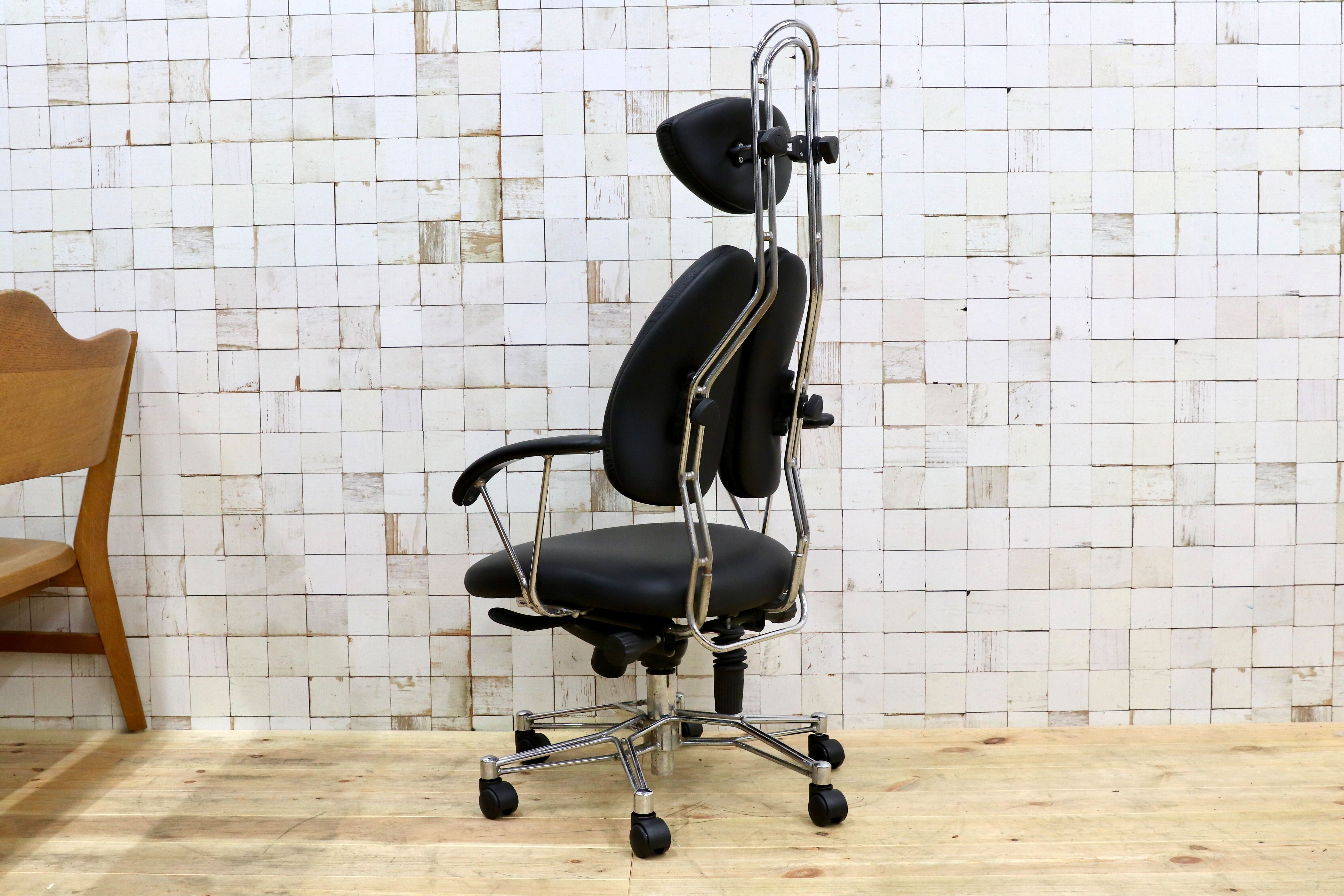 GMHH475A○TEMPUR / テンピュール グラール 本革 レザー デスクチェア ワークチェア 作業椅子 ブラック ドイツ 約33万 稀少