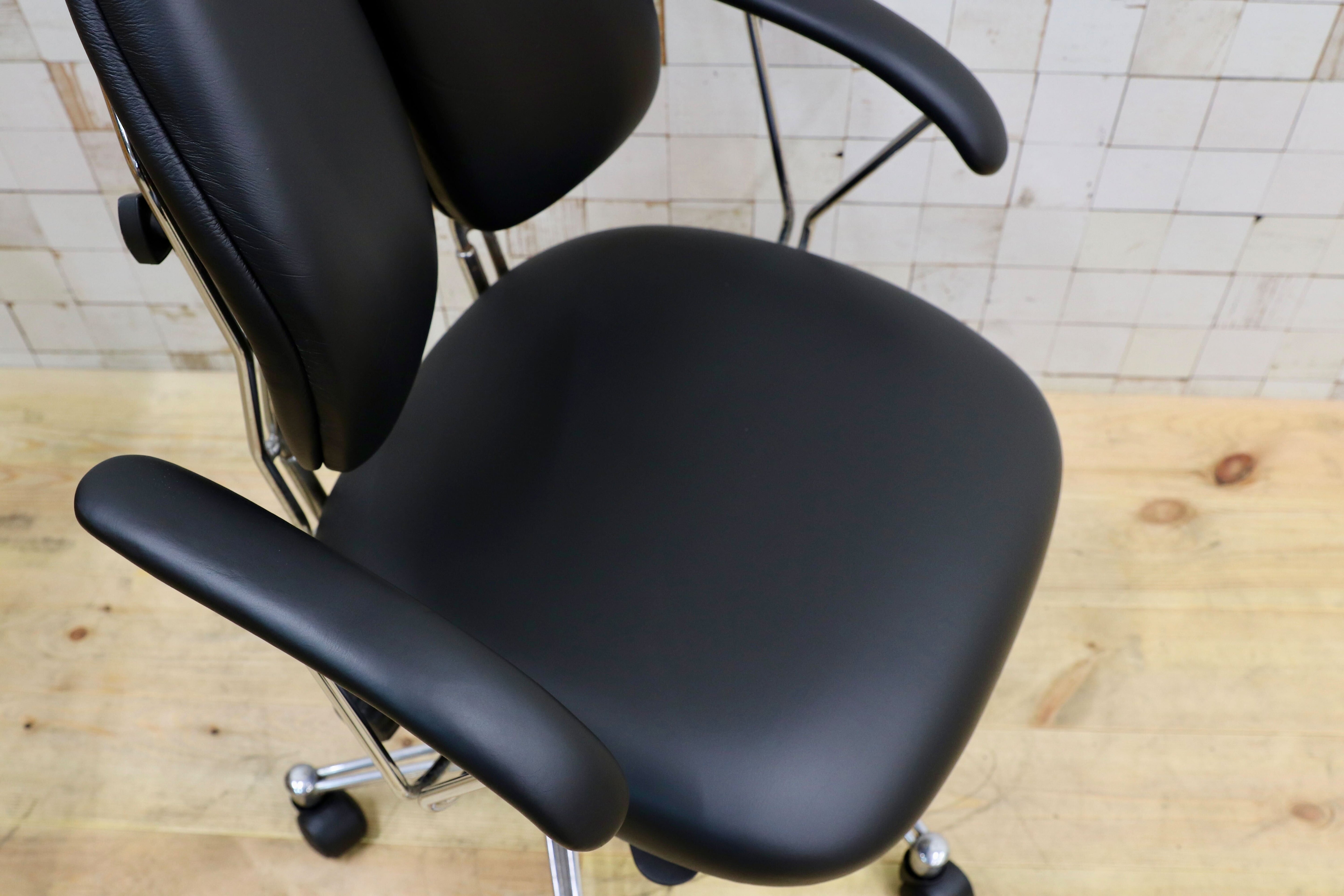 GMHH475A○TEMPUR / テンピュール グラール 本革 レザー デスクチェア ワークチェア 作業椅子 ブラック ドイツ 約33万 稀少