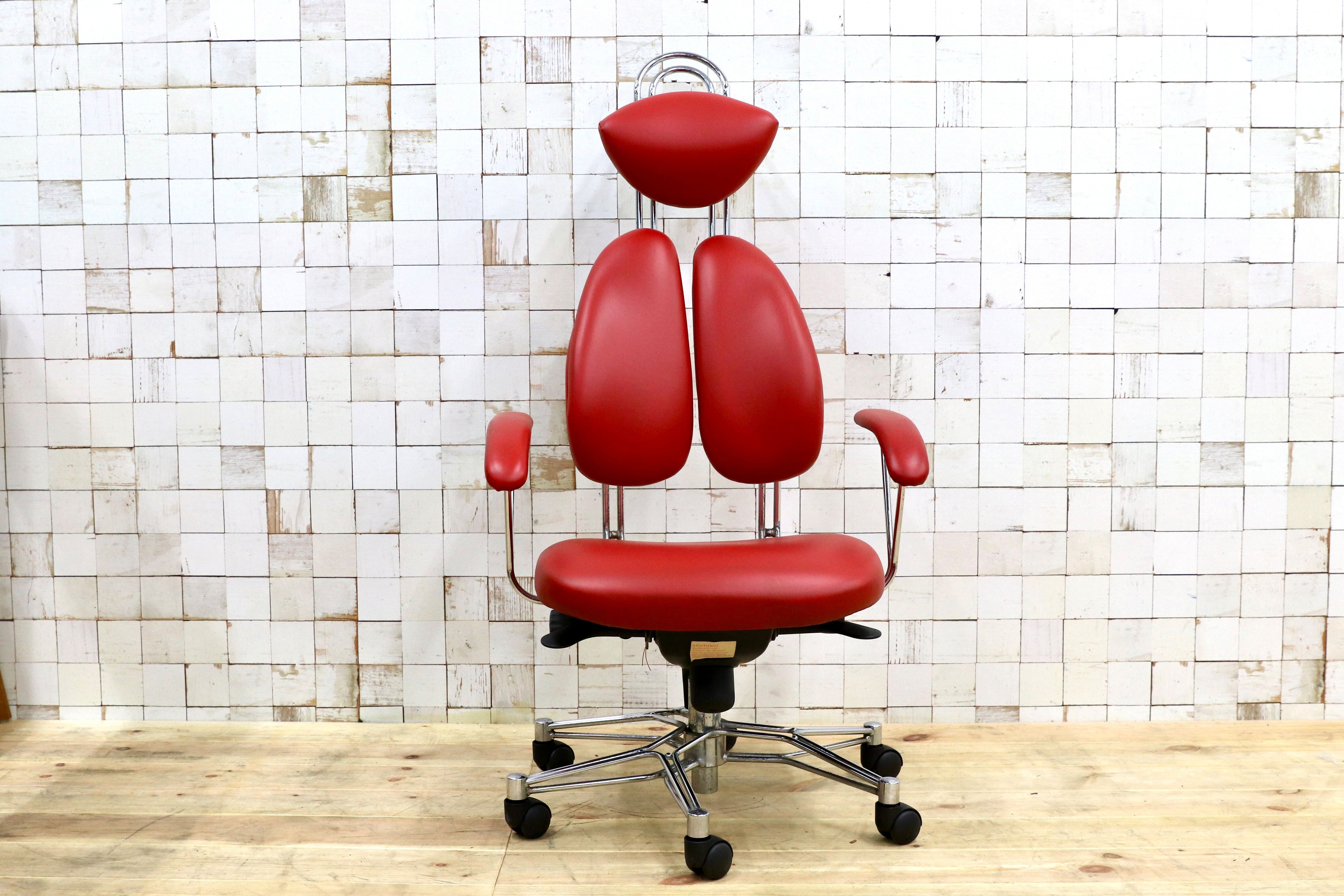 GMHH475B○TEMPUR / テンピュール グラール 本革 レザー デスクチェア ワークチェア 作業椅子 ブラック ドイツ 約33万 稀少