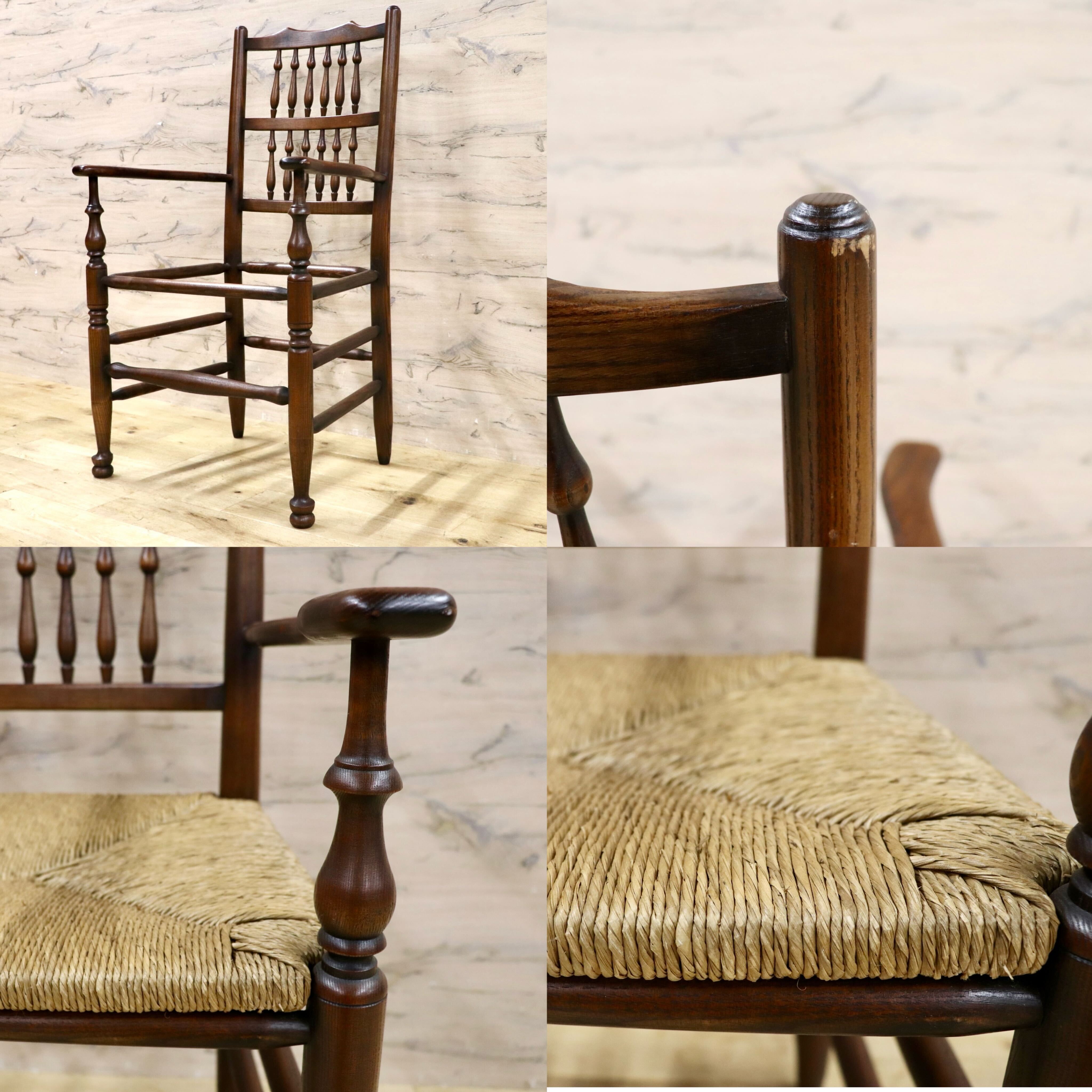 GMHS454F○英国 アンティーク スピンドルバック ダイニングチェア 椅子 オーク無垢材 クラシック 輸入家具 在庫品