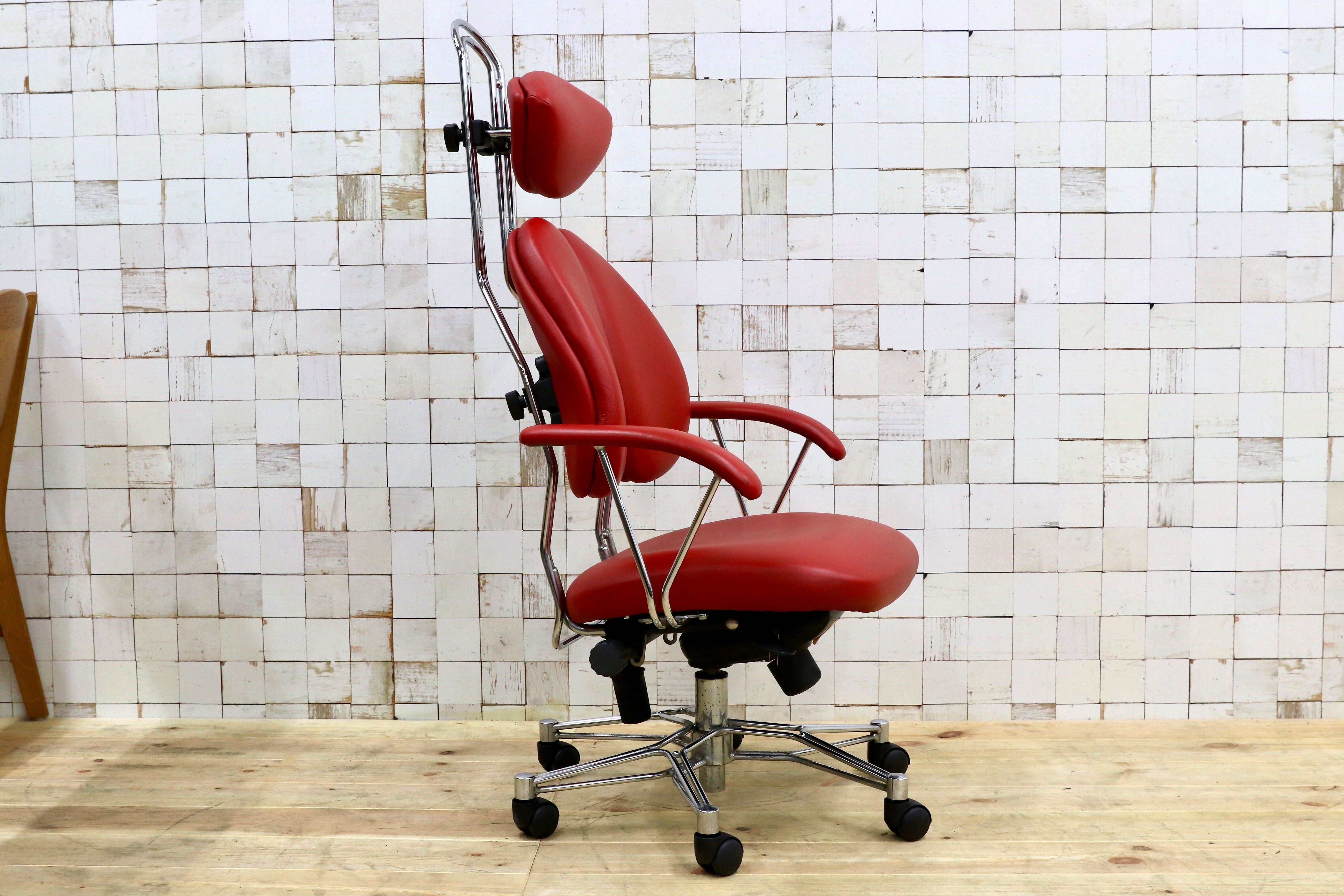 GMHH475B○TEMPUR / テンピュール グラール 本革 レザー デスクチェア ワークチェア 作業椅子 ブラック ドイツ 約33万 稀少