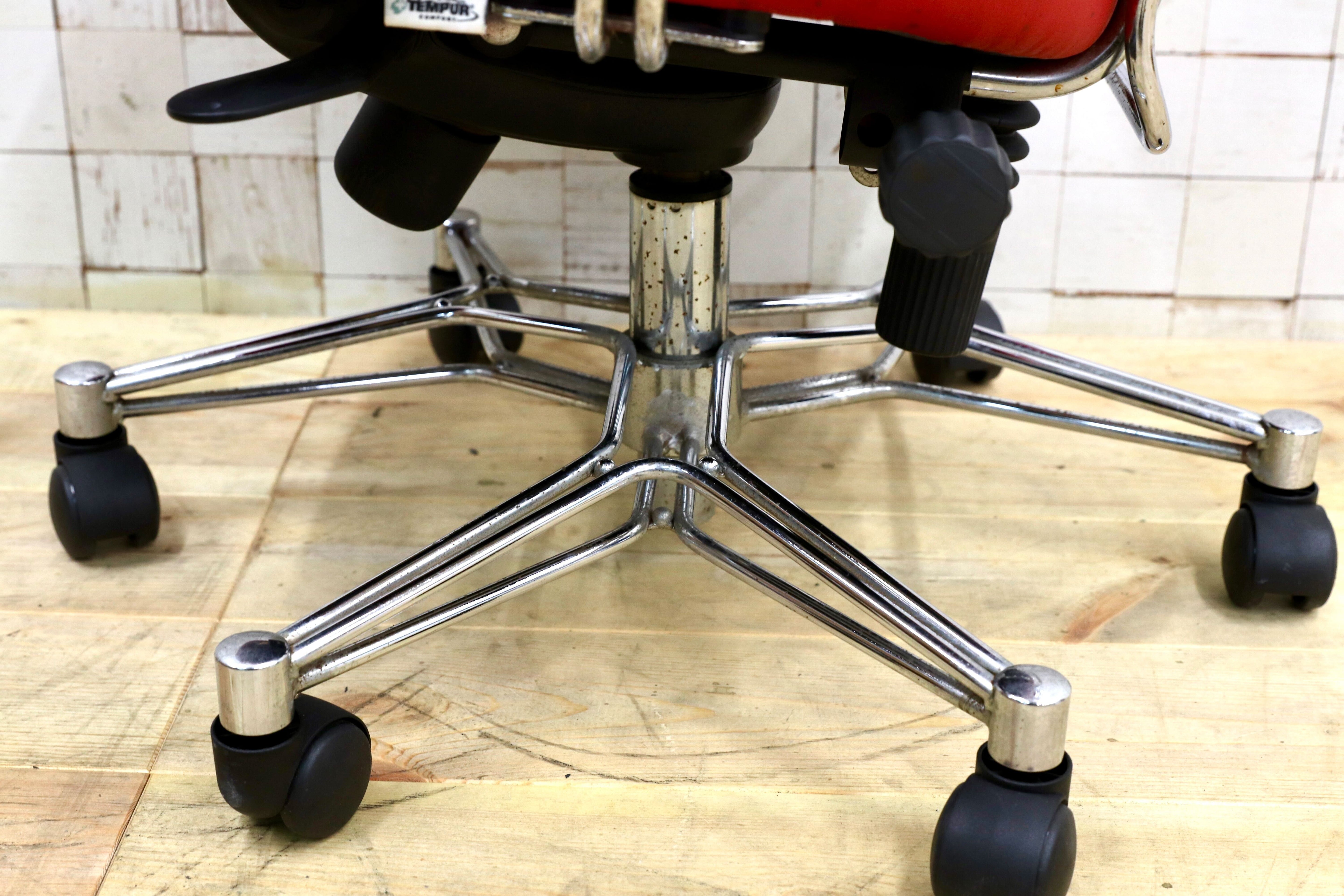 GMHH475B○TEMPUR / テンピュール グラール 本革 レザー デスクチェア ワークチェア 作業椅子 ブラック ドイツ 約33万 稀少
