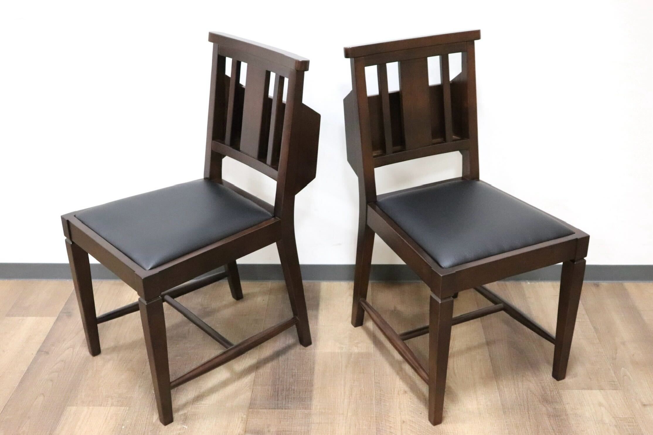 GMGN342L○CHERRY FURNITURE / 桜屋工業 ダイニングチェア チャーチチェア マガジンラック 合皮 ダークブラウン 2脚セット モダン 未使用品