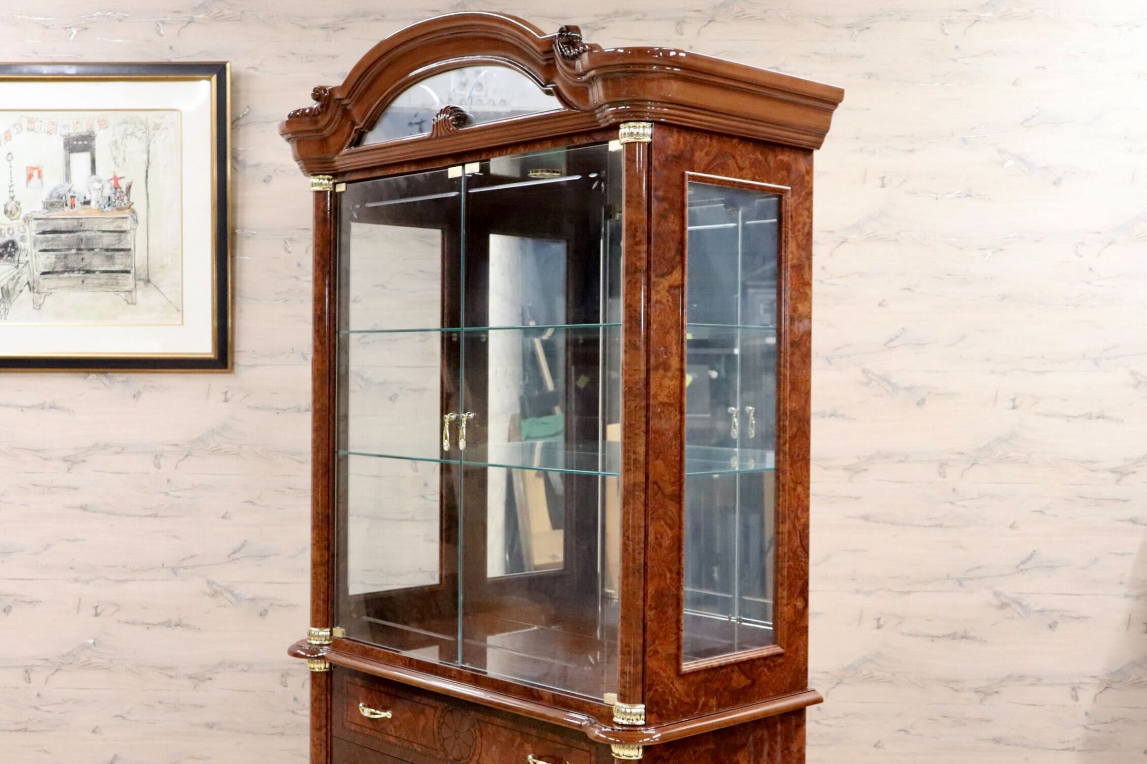 GMFN48○Saltarelli MOBILI / サルタレッリモビリ フローレンス ガラスキャビネット 飾り棚 イタリア製 定価約38万 展示品