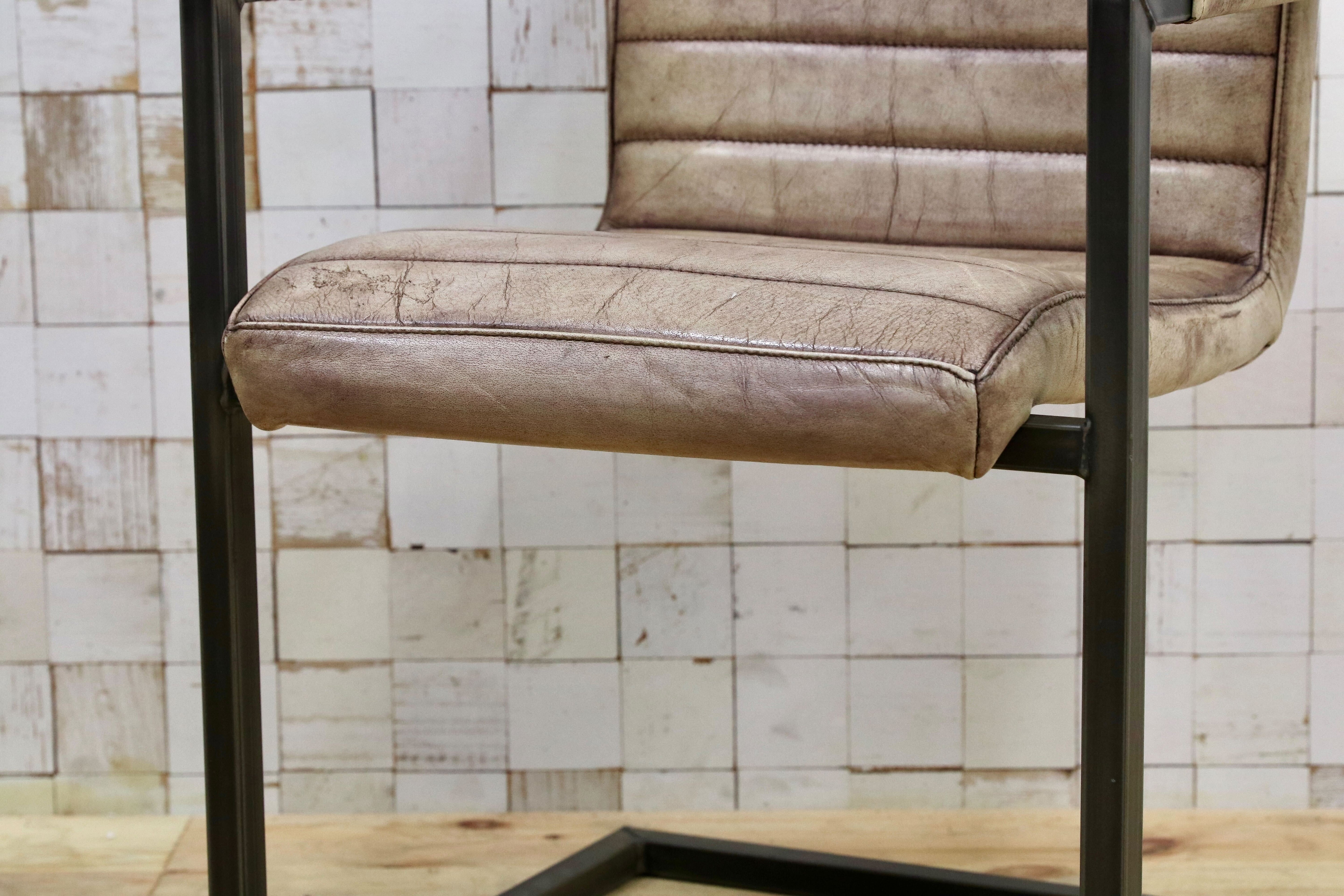 GMHH472A○PURE FURNITURE ダイニングチェア アームチェア 合皮 レザー 椅子 インダストリアル カンチレバーチェア