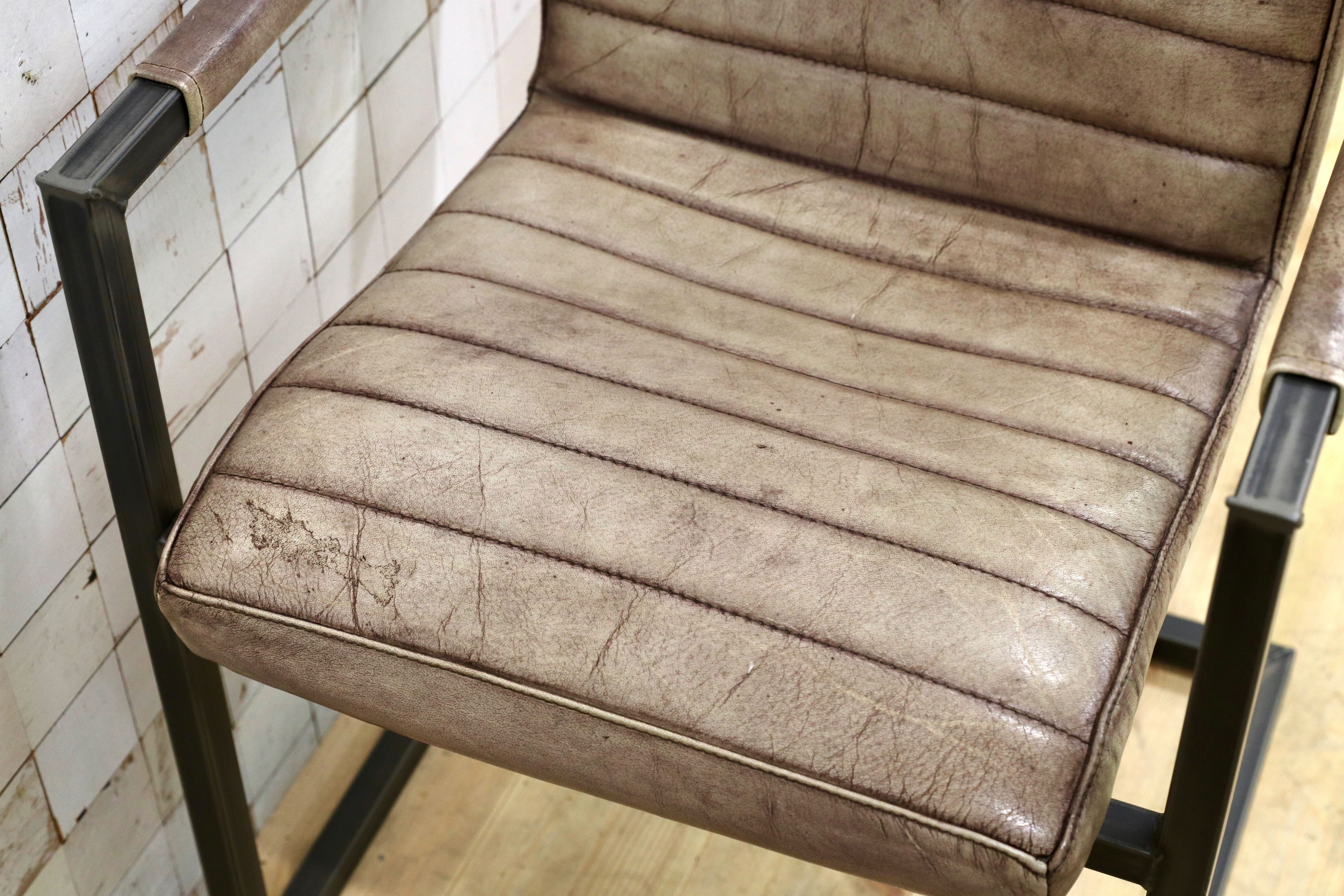 GMHH472A○PURE FURNITURE ダイニングチェア アームチェア 合皮 レザー 椅子 インダストリアル カンチレバーチェア