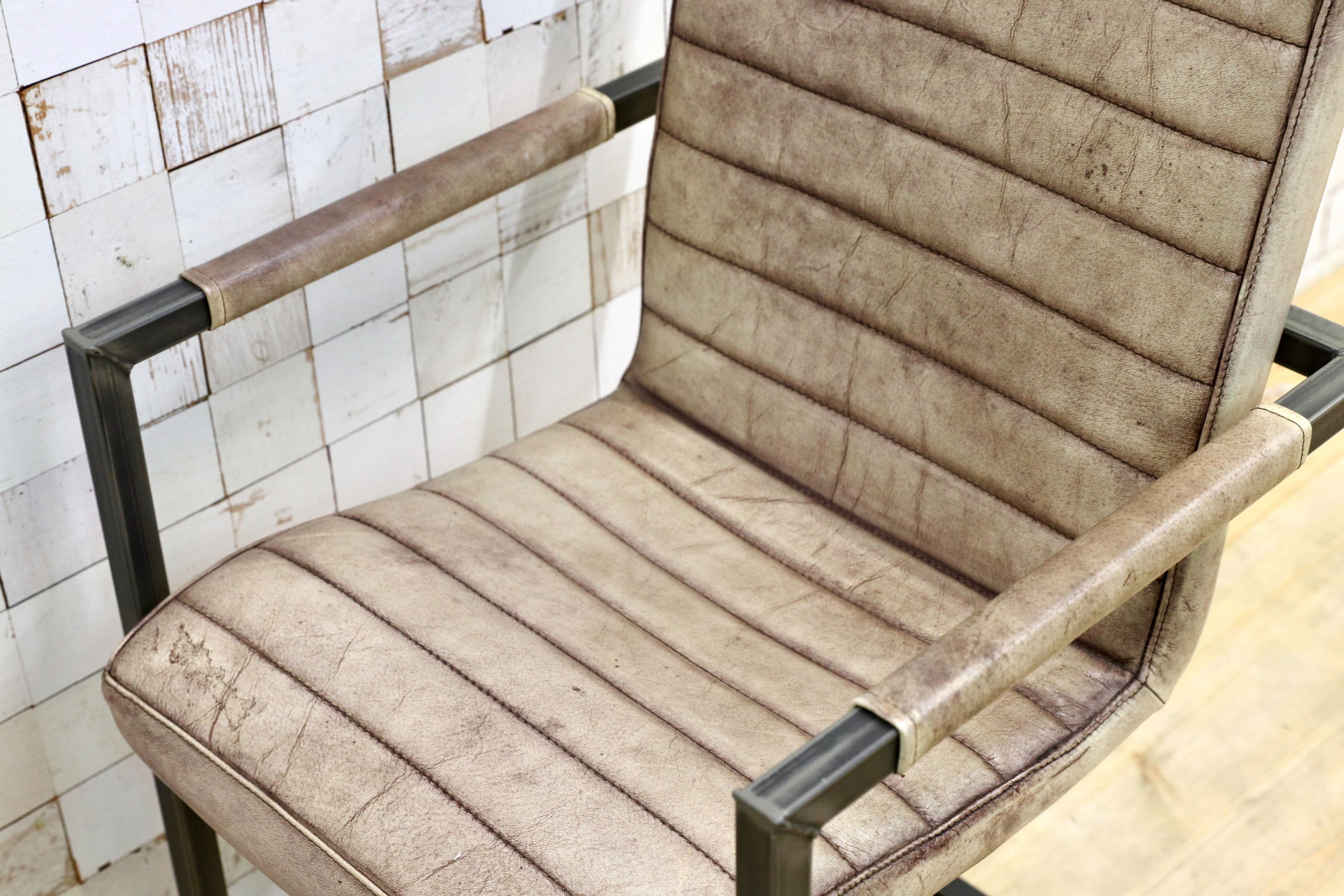 GMHH472A○PURE FURNITURE ダイニングチェア アームチェア 合皮 レザー 椅子 インダストリアル カンチレバーチェア