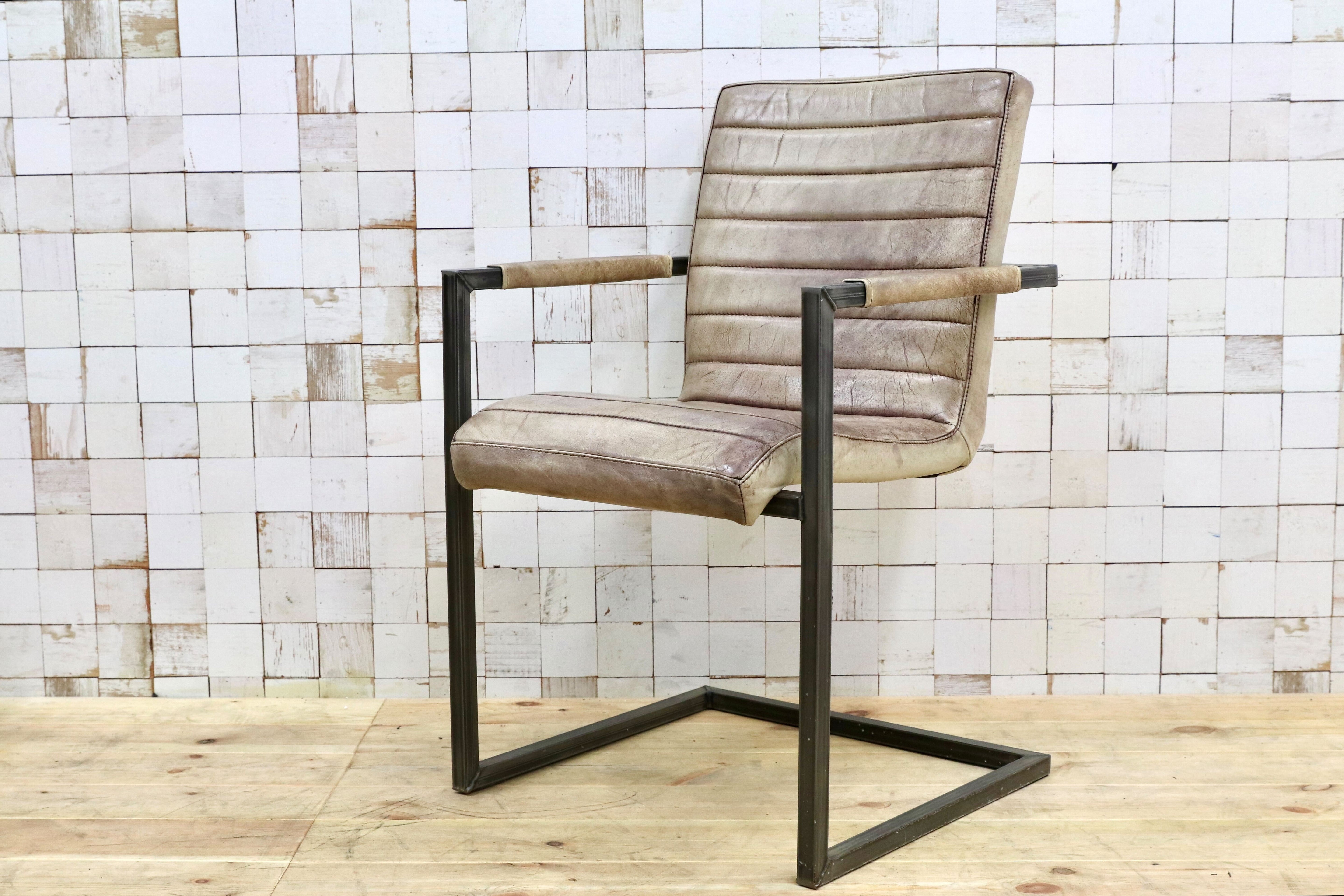 GMHH472B○PURE FURNITURE ダイニングチェア アームチェア 合皮 レザー 椅子 インダストリアル カンチレバーチェア