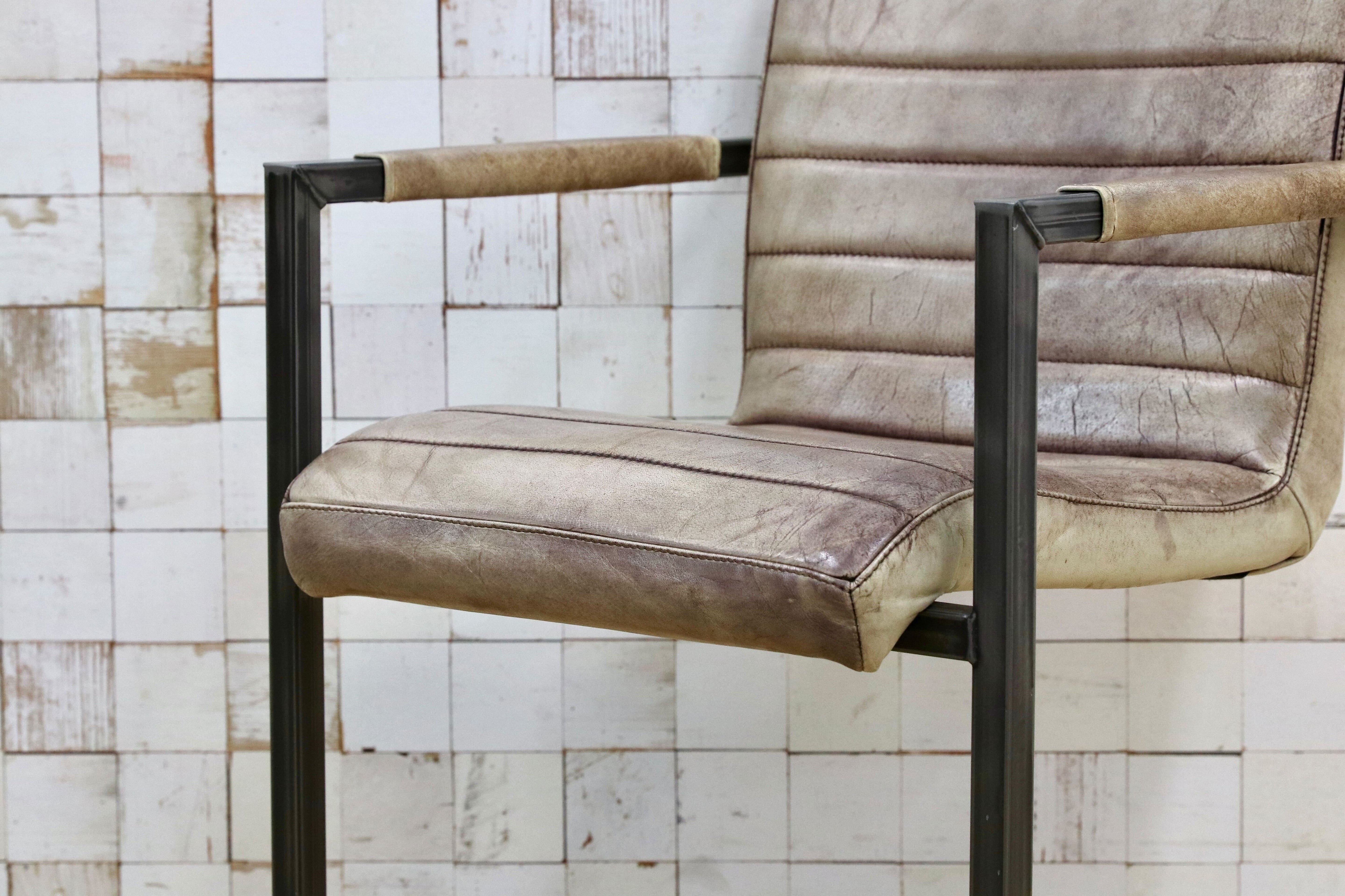 GMHH472B○PURE FURNITURE ダイニングチェア アームチェア 合皮 レザー 椅子 インダストリアル カンチレバーチェア