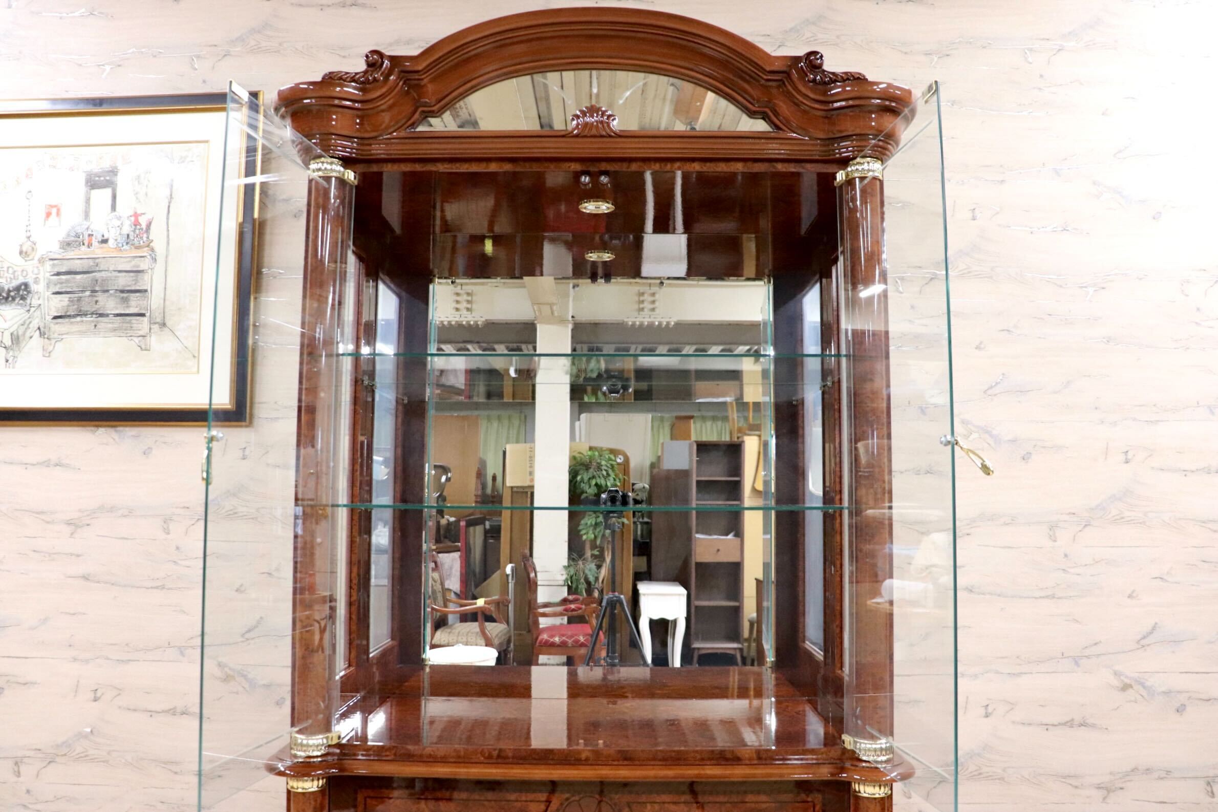 GMFN48○Saltarelli MOBILI / サルタレッリモビリ フローレンス ガラスキャビネット 飾り棚 イタリア製 定価約38万 展示品