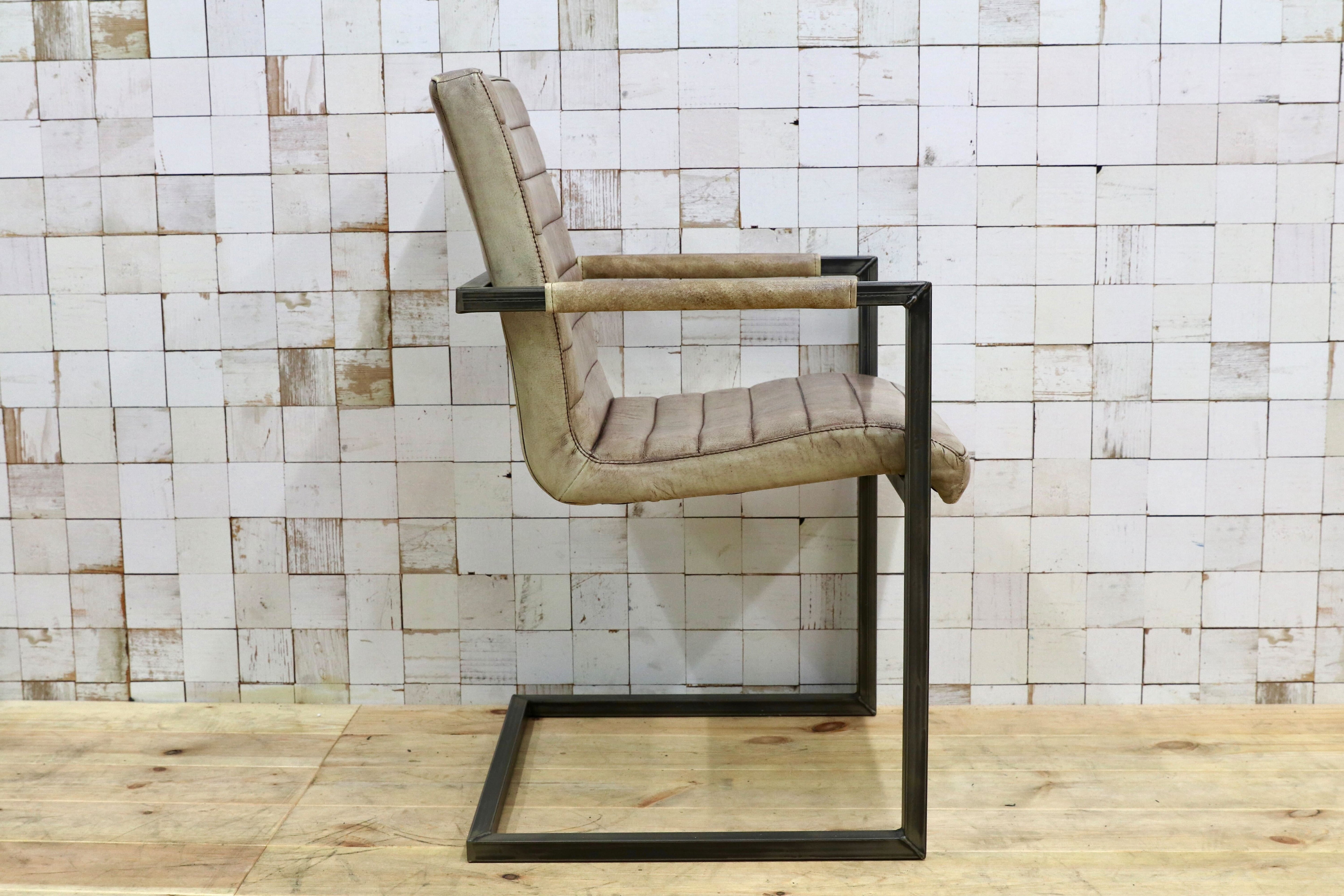 GMHH472B○PURE FURNITURE ダイニングチェア アームチェア 合皮 レザー 椅子 インダストリアル カンチレバーチェア